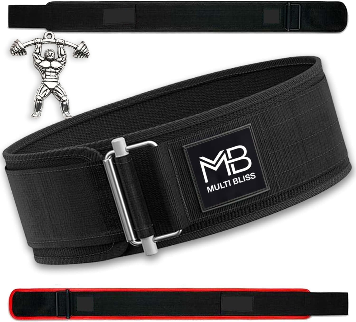 Premium Quality Weight Lifting Gym Belt for Athletes, Olympic Training, Deadlift, Bodybuilding, WOD, Lifting Lumbar Support & Gym Workouts Belt for Men & Women (FreeGift Gym Keychain)