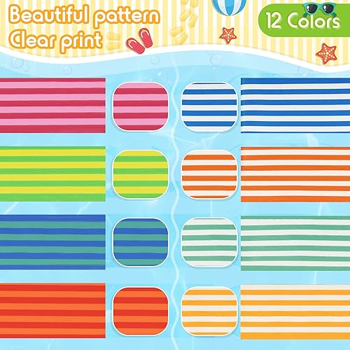 Miniatura 3 de Tessco Paquete de 12 toallas para sillas de playa, sillas de piscina y cruceros, elásticos, resistentes al viento, clips para toallas de playa,