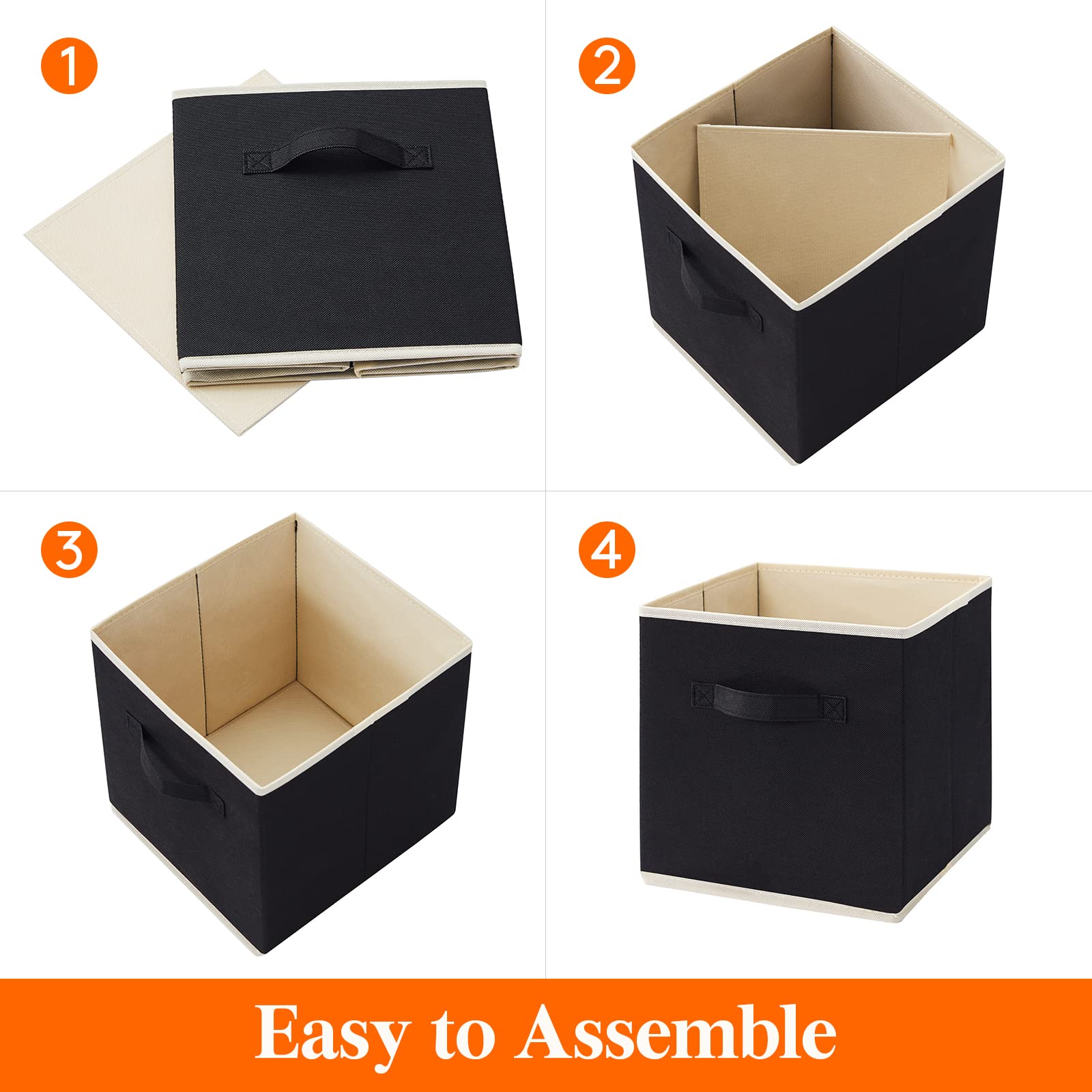 Lifewit – Juego de 6 bandejas de Almacenamiento de tamaño Mediano con Asas – Cestas de Almacenamiento Decorativas, Color Negro