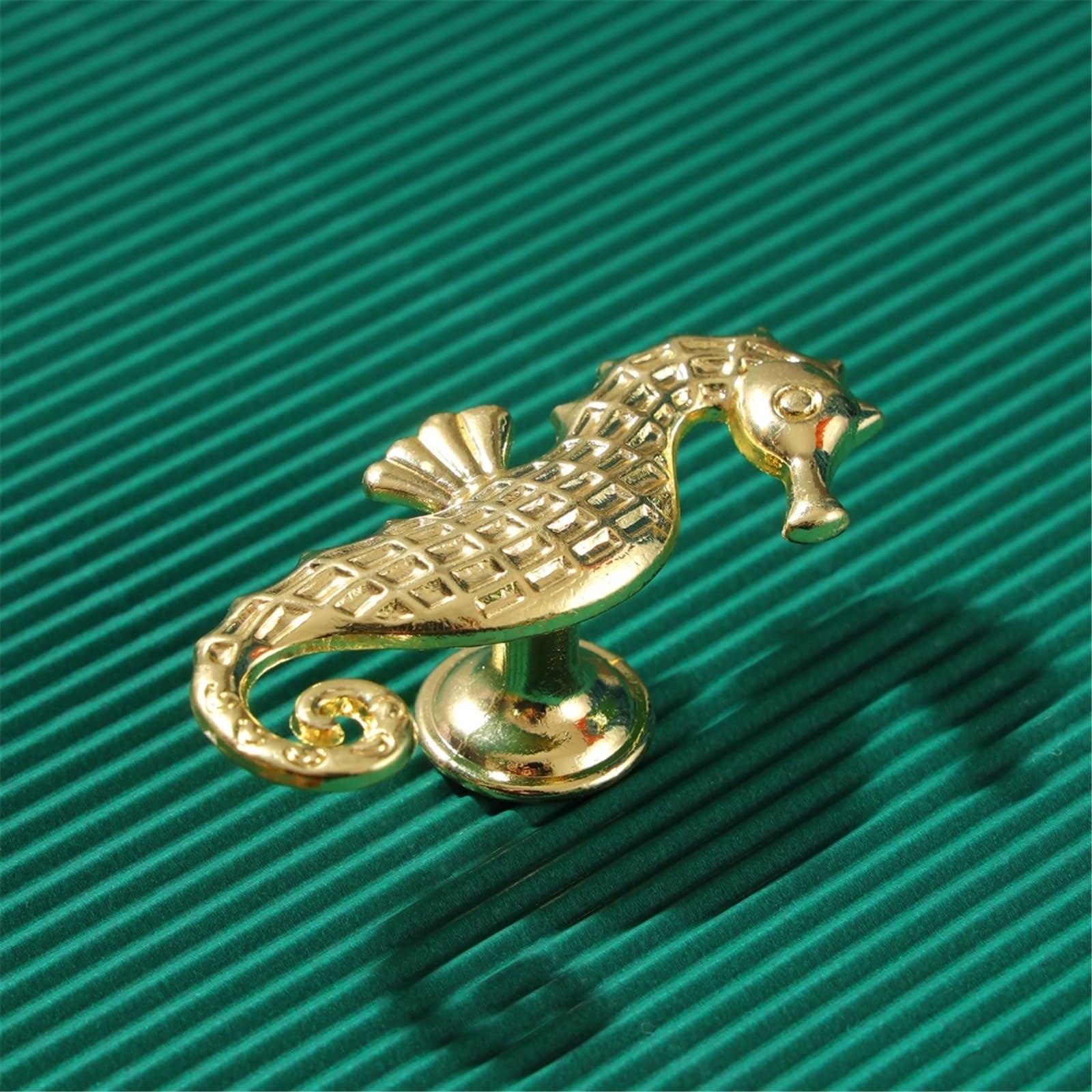 KDHCVKZ 1pcs Animal Shape Zinc Alloy Handles Furniture Kitchen Handle Drawer knobs Door Knob for Cabinet and Cupboard Dresser Drawer Knobs(Hippocampus)