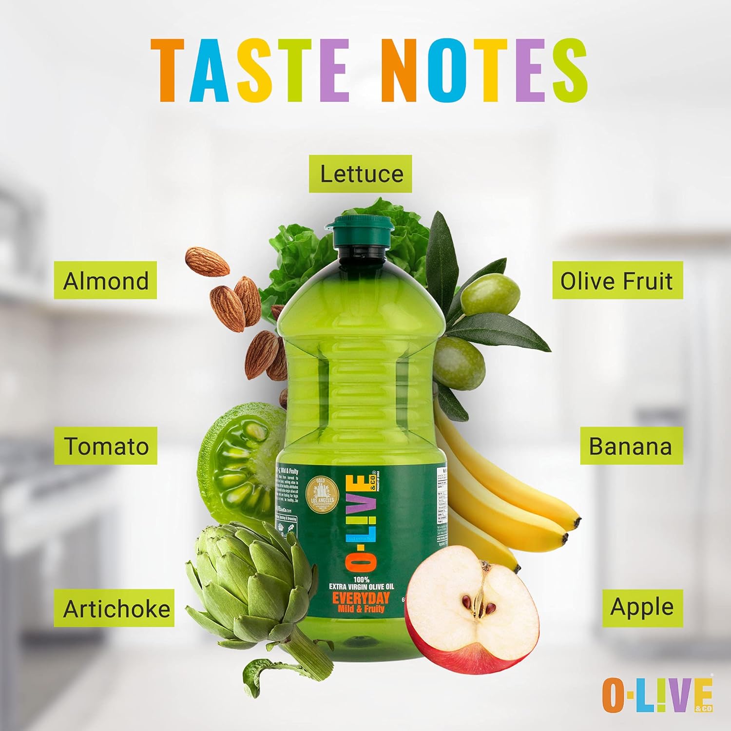 O-Live & Co. 2L (66 Fl Oz) 100% Extra Virgin Olive Oil Bulk - No Additive - Single Origin EVOO - First Cold Pressed - Polyphenol Rich - New Harvest - Award Winner - Versatile Cooking & Dressings