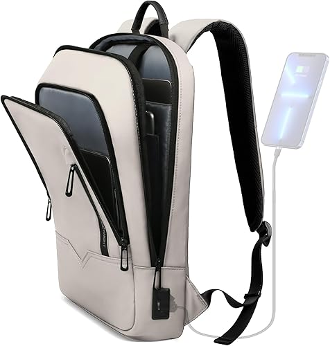 Miniatura 16 de Mochila hk para Hombres, Mochila delgada de negocios con cargador USB, computadora ligera, antirrobo, para viajes, Azul oscuro, 17,3 pulg., Diario