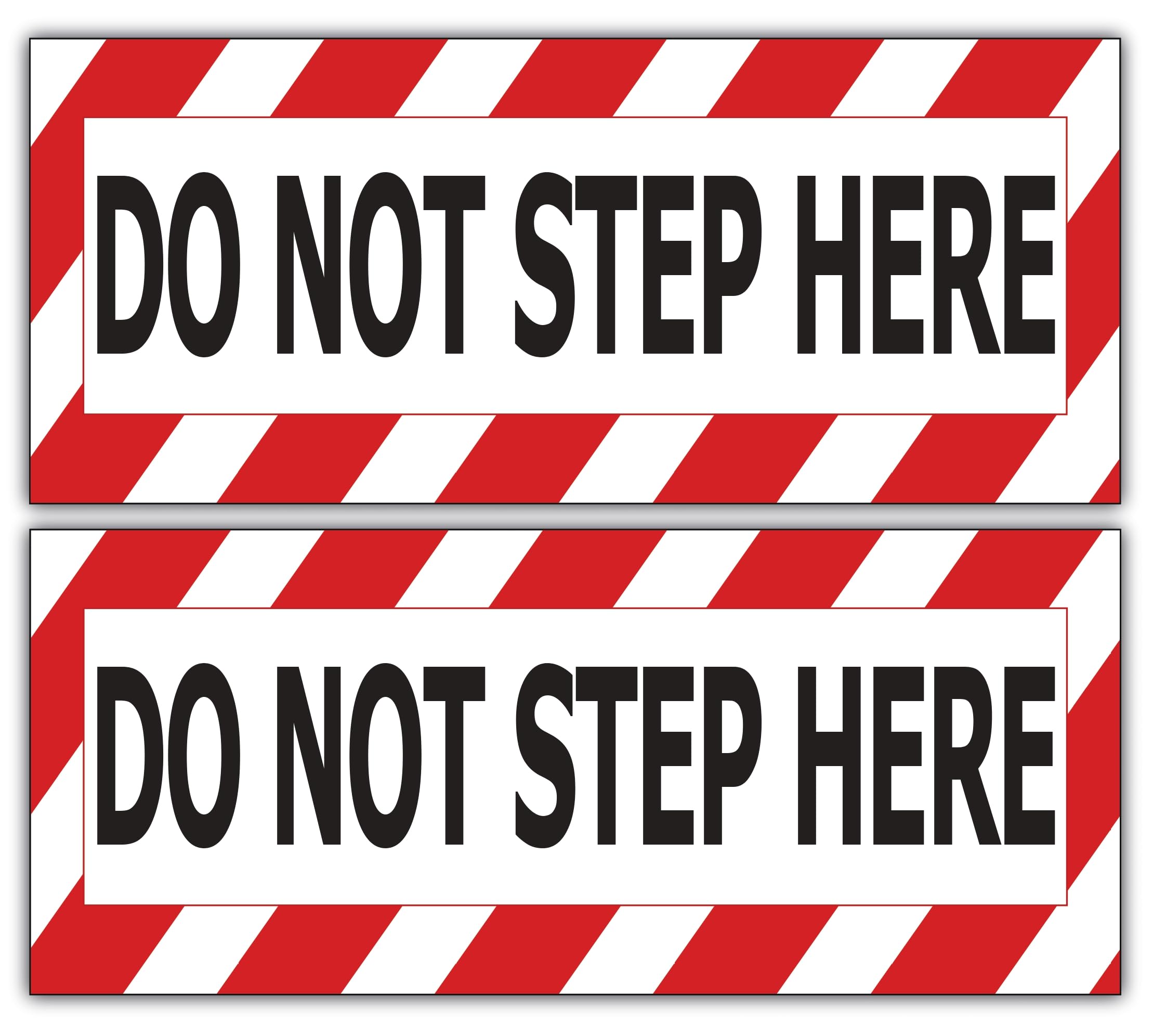 safety warning sign decal sticker do not step here 7 x 3 inches red and black striped border 2-pack