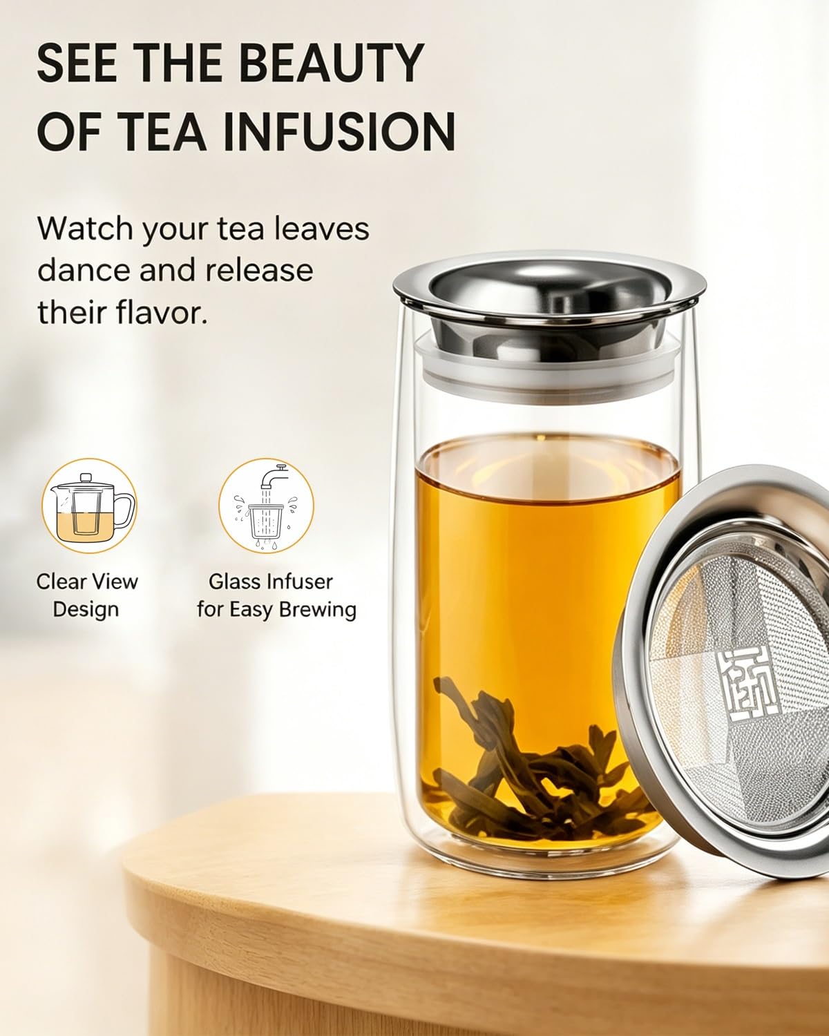 Taza Con Filtro Para Infusiones, Taza Con Tapa Para Infusiones, Para Té De Hojas Sueltas, Regalo Para Amantes Del Té (400 Ml/13,53 Onzas Líquidas)