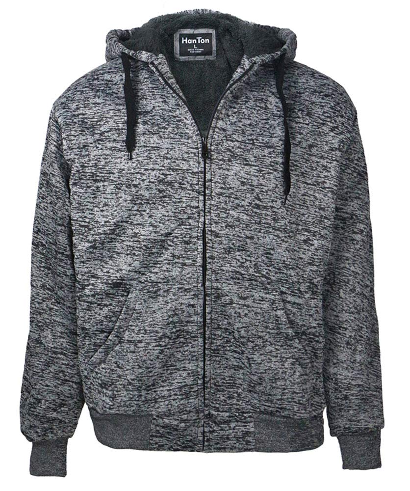 LeeHanTon Heavyweight Hoodies for Men Jackets Comfy Sherpa Lined Zip Up Hoodie Coats with Pockets Outerwear