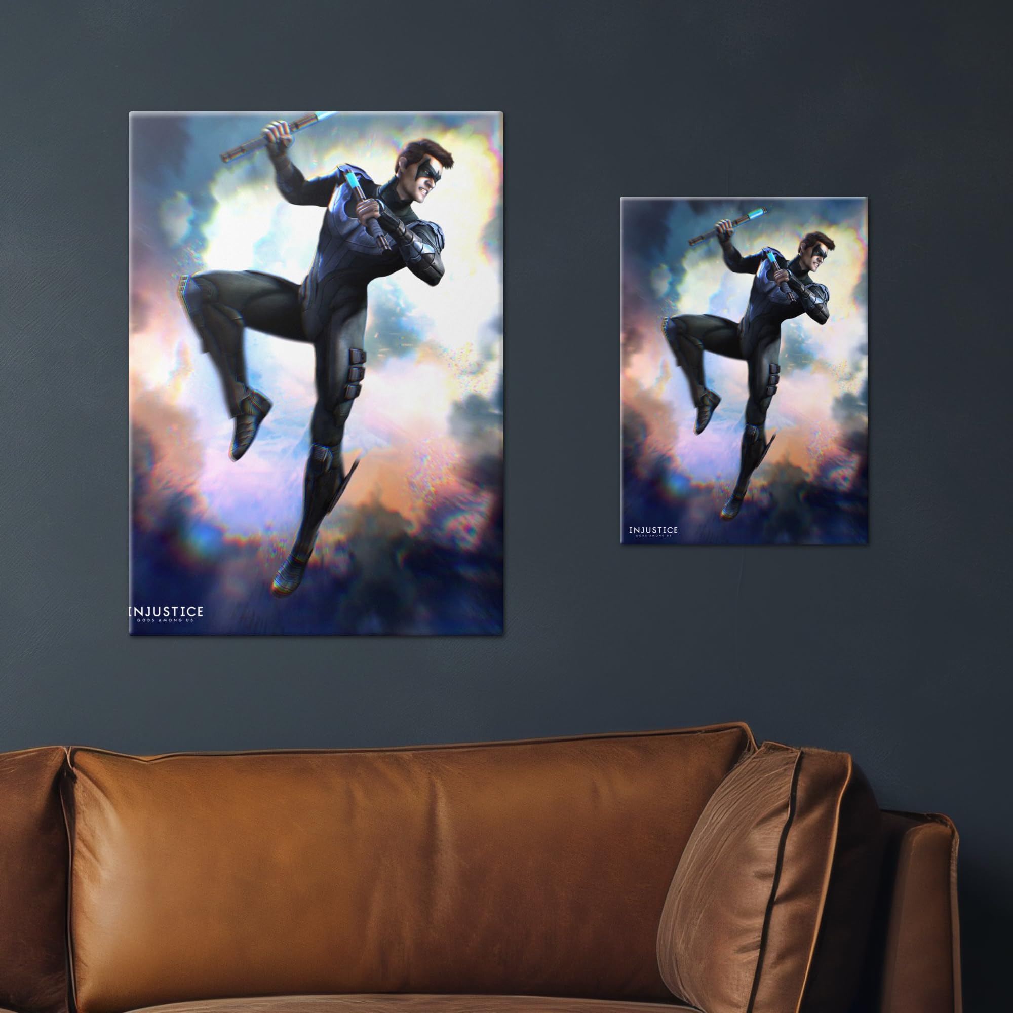 Displate Metall poster DC Comics Nightwing Größe M | Bilder Wanddeko Wohnzimmer & Schlafzimmer Wandbilder, Geschenk. Wandkunst mit Magnet-Befestigung, ohne Bohren.