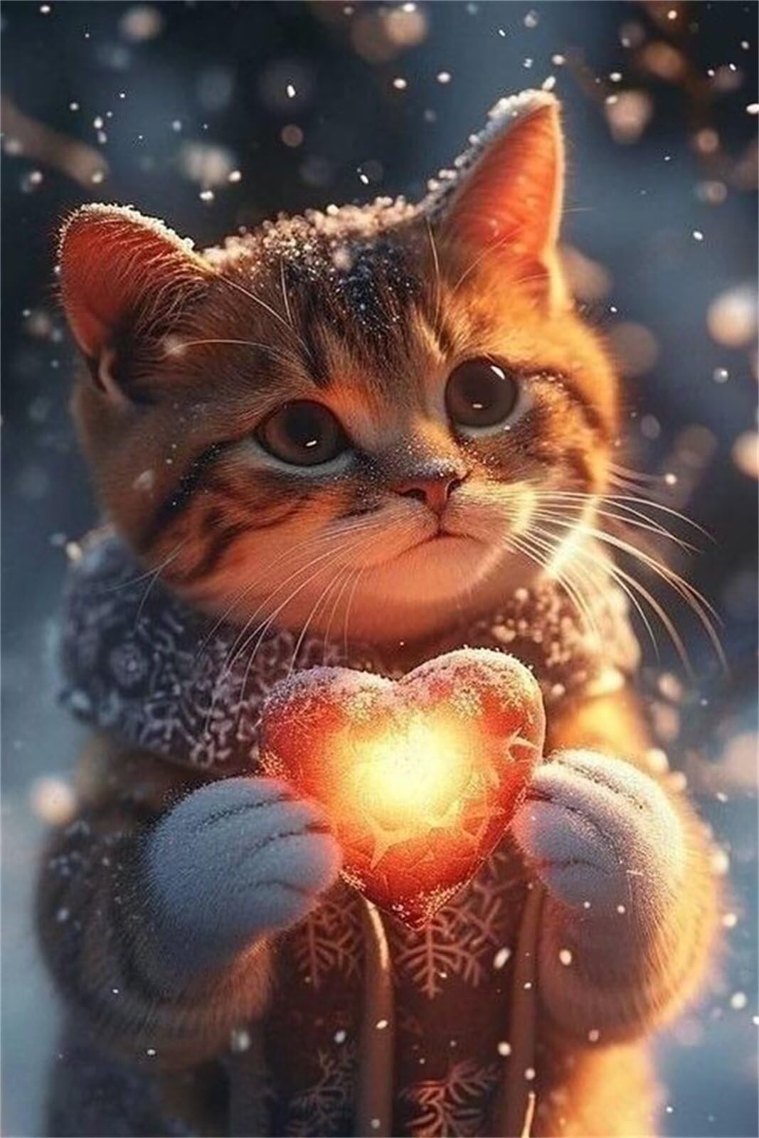 Puzzle 1200 Pezzi per Adulti, Cuore Gatto Invernale, Rompicapo Classico per Passatempo e Relax, Splendida Decorazione per Pareti e Idea Regalo