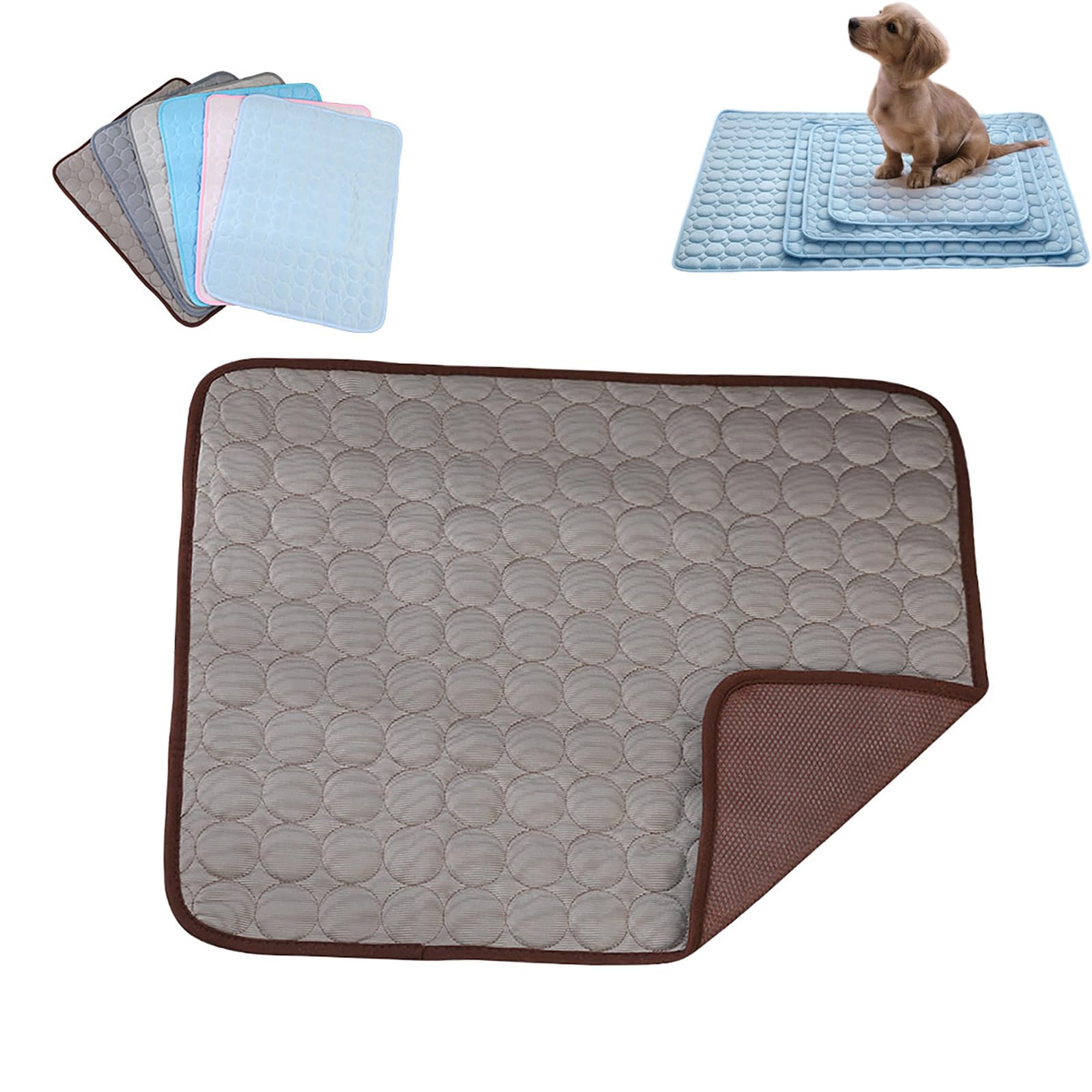 Dog Hub Cooling Mat,cooling Mat for Dogs,ice Silk Cooling Mat for Dogs,Self-Cooling Pet Mat, Washable Portable Coolings Pad for Dogs Cats, Extra Large Self-Cooling Pad for Pets (brown,60*50cm) — image 1
