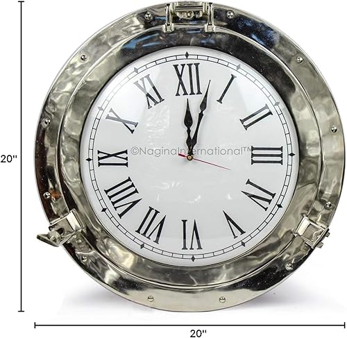 Miniatura 2 de Nagina International Hermoso reloj de pared de aluminio náutico pulido de níquel de alta calidad para decoración del hogar  Reloj de hora de buey de