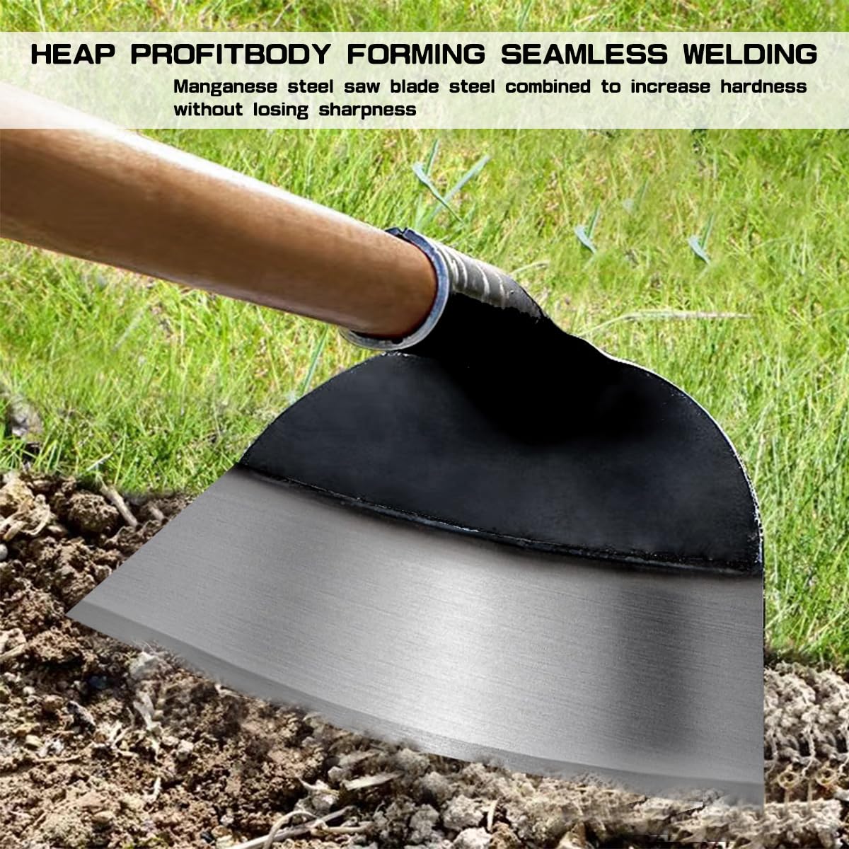 Happyyami Hand Hoe Head Steel Handheld Grub Hoe Replacement Round Eye Hoes Remove Grass Planting Gardening Tool Soil Weeding Farming Hoe Head for Agriculture Digging Loosening