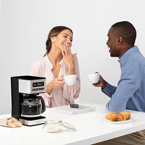 Miniatura 7 de Cafetera programable de 12 tazas, cafetera de goteo regular y fuerte, ajuste de 1-4 tazas y café helado, temporizador de 24 horas, apagado