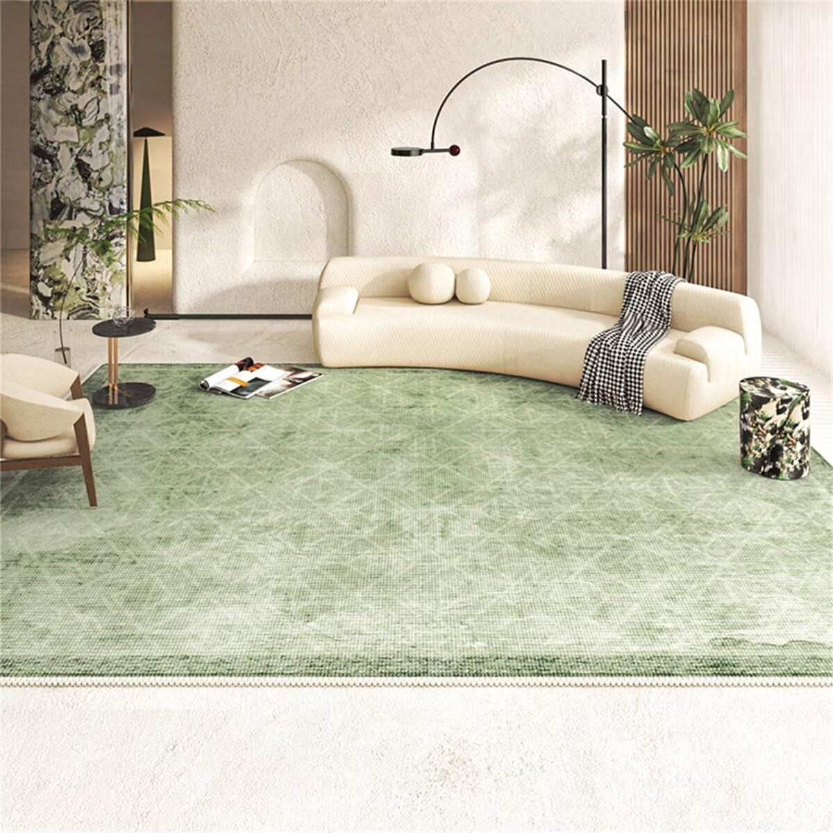 Chambre ado fille cocooning avec ce grand tapis vert antidérapant