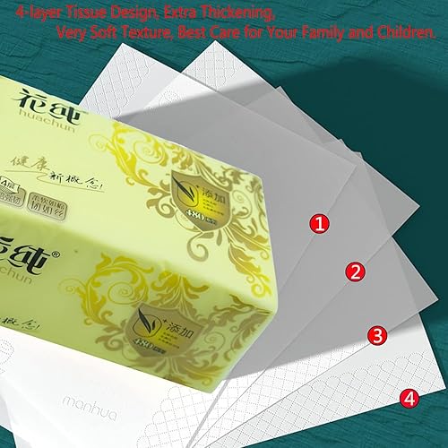 Miniatura 5 de Paquete de 8 pañuelos faciales desechables suaves, servilletas, papel higiénico, funda de bolsa no caja, material de fibra de pulpa de madera nativa