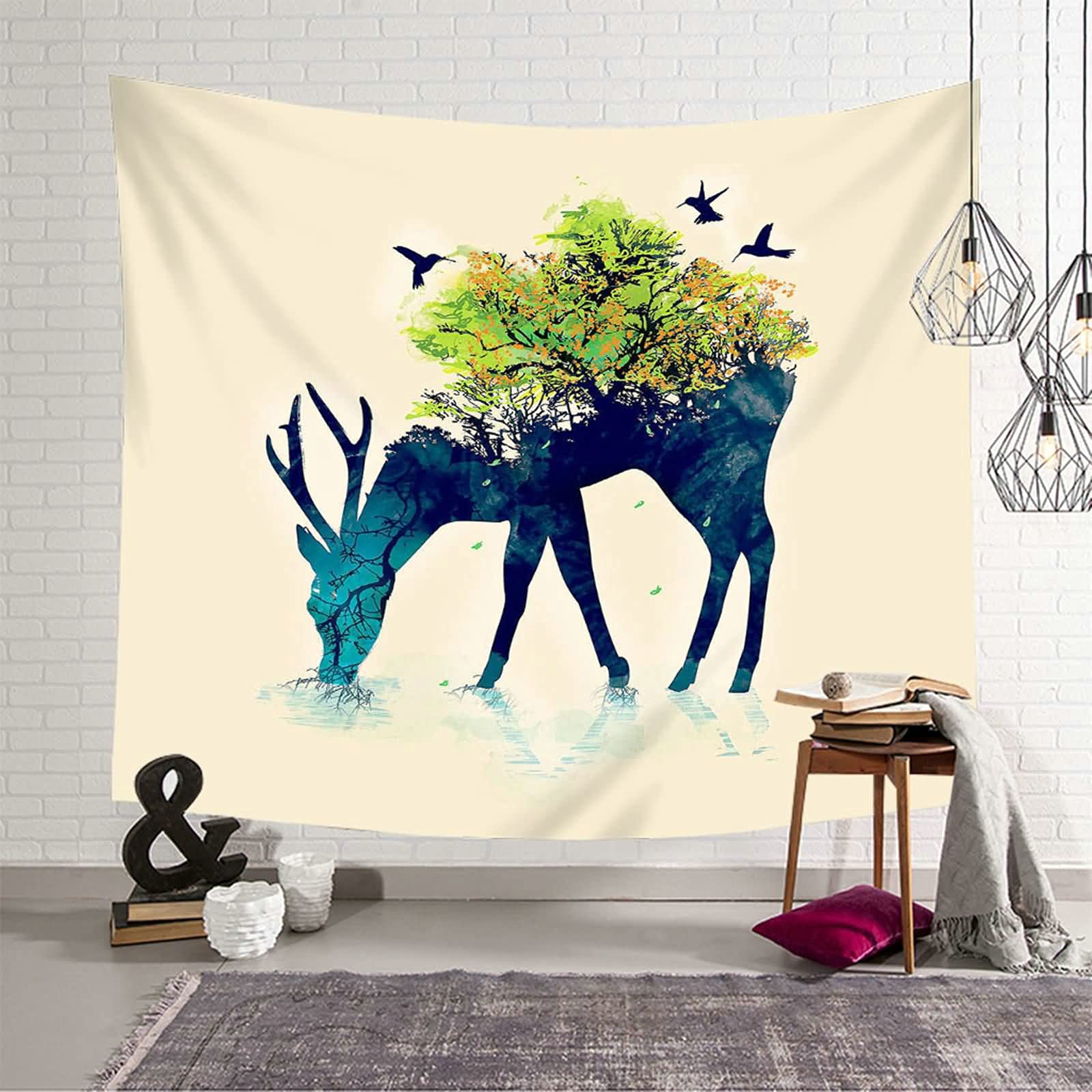 Tapiz de pared para salón KnSam: transforma tu dormitorio en un bosque azul