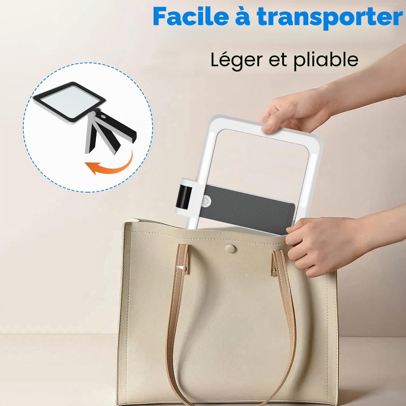 Loupe de Lecture avec Lumière 3x LED Ultra Lumineuses à Intensité Variable Pliable pour Personnes Âgées
