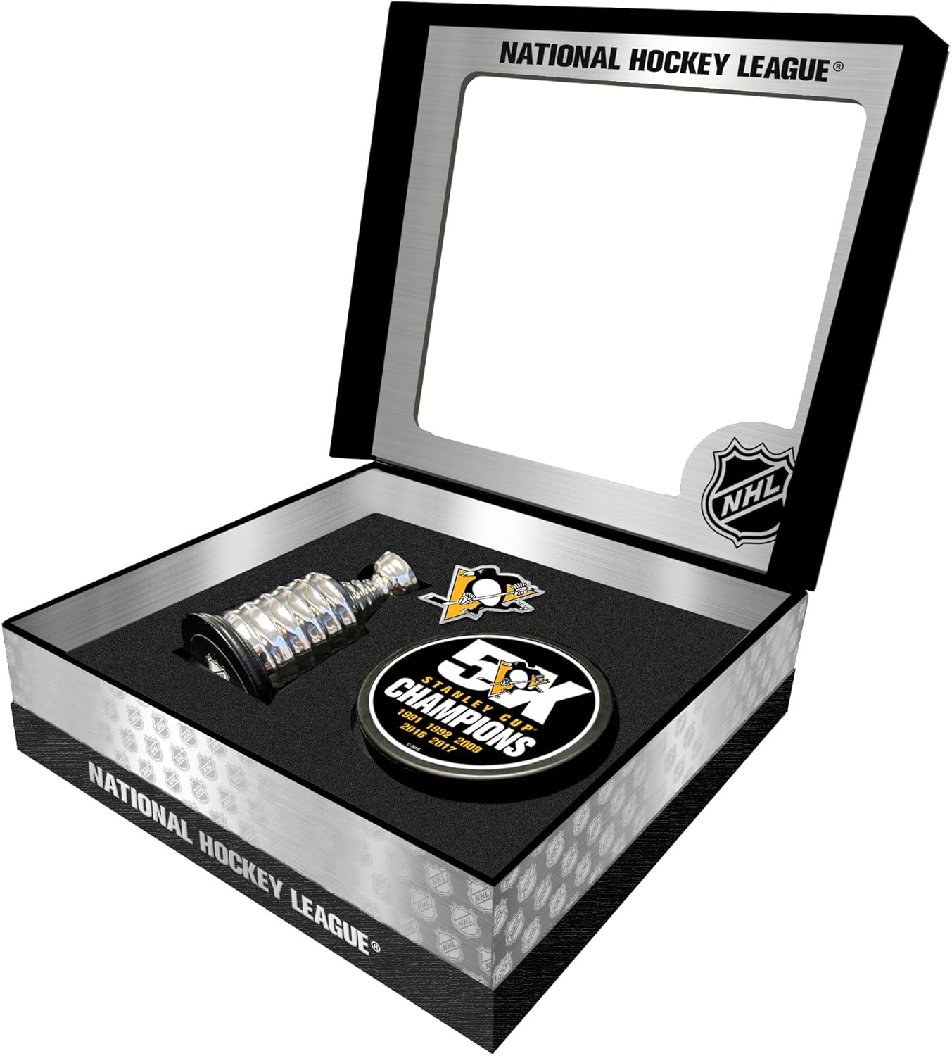 Sports Decor Pittsburgh Penguins Stanley Cup Champs Puck + Replica Cup Gift Box Set