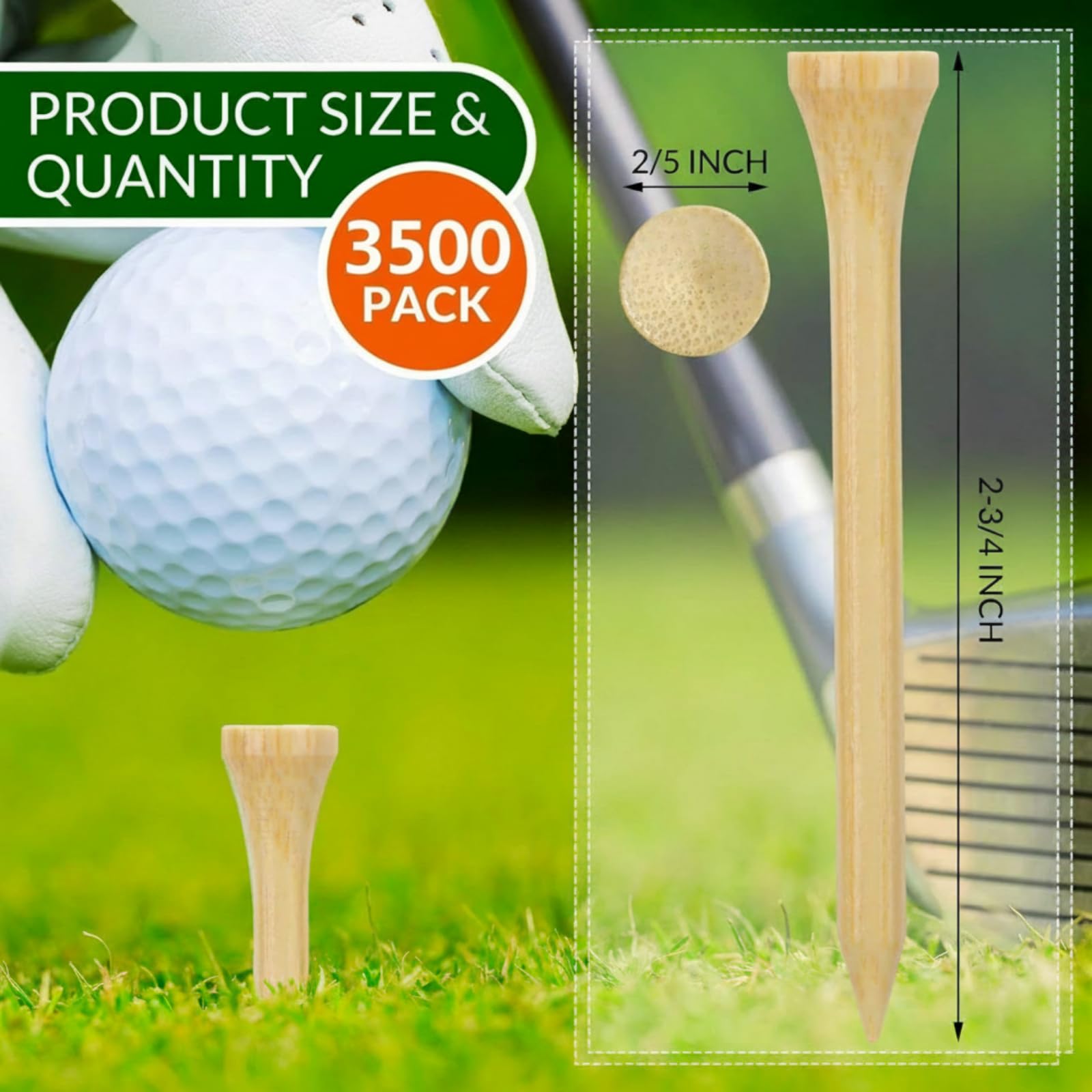 Mudder 2000 piezas de camisetas de golf de bambú profesionales a granel que reducen la fricción de giro lateral para club, hombres, mujeres, niños, accesorios