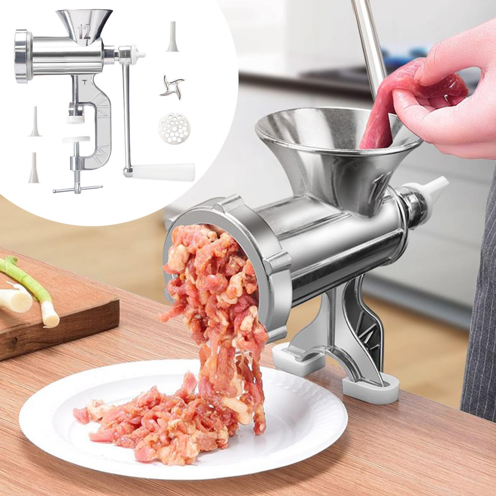 Picadora De Carne Molino De Alimentos Manual Multifunción De Manivela | Hacha de carne adecuada para la casa, dormitorio, apartamento, alquiler, cocina, restaurantes, carne de res y