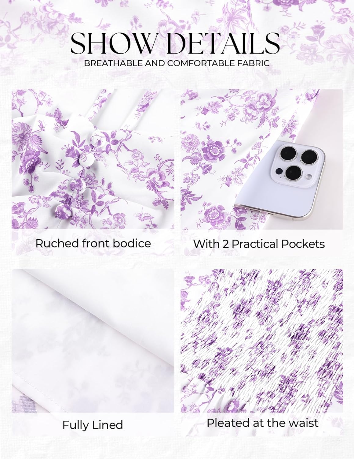 Belle Poque Women's Sweatheart Neck Ruffle Cap Sleeve Floral Dress 2026 Summer Ruched Midi Elegant Cocktail Party Dress - Image 4