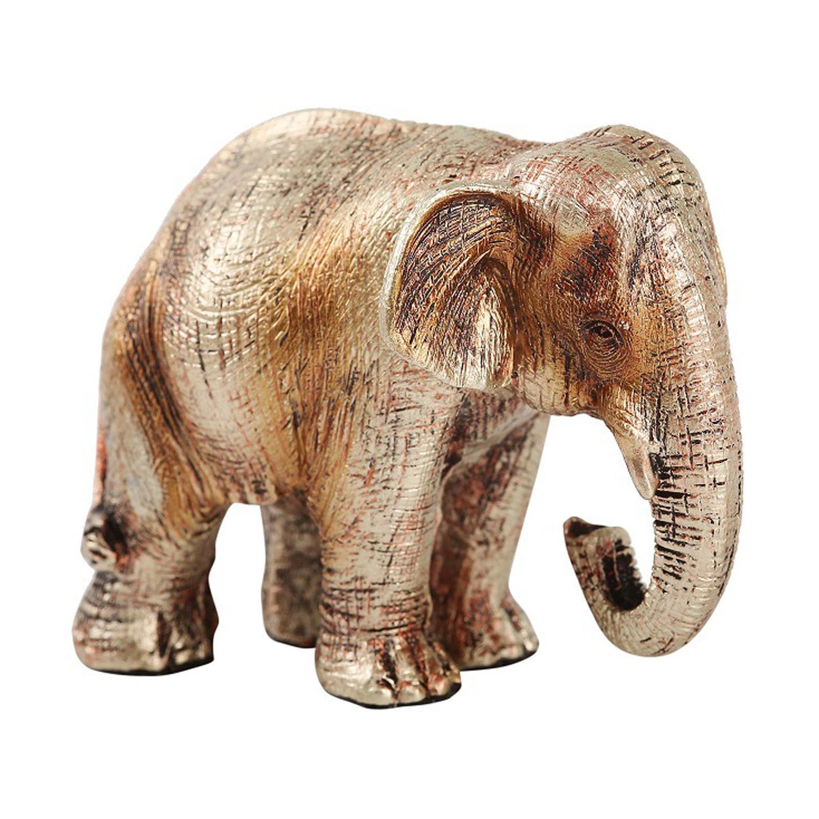 Yixannx Golden Elegant Home Tabletop Décor Elephant Sculptures Unique Resin Elephant Statue Sculptures Nordic Style Office Display Accent Nordic Style Figurines