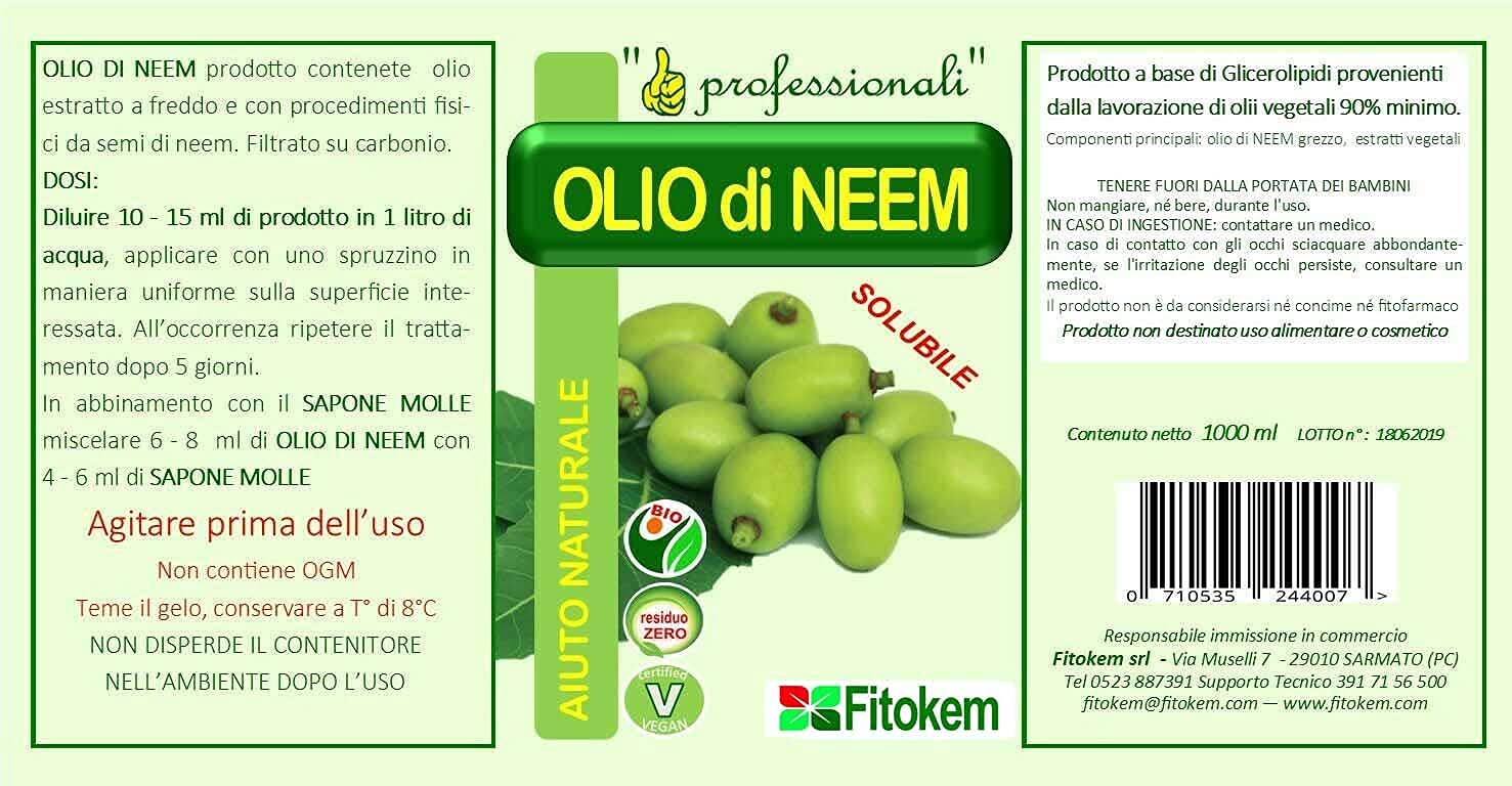 Fitokem Olio di Neem BIOLOGICO 1lt + Sapone Molle di potassio 1lt + Zoram-L 1lt - SNZ