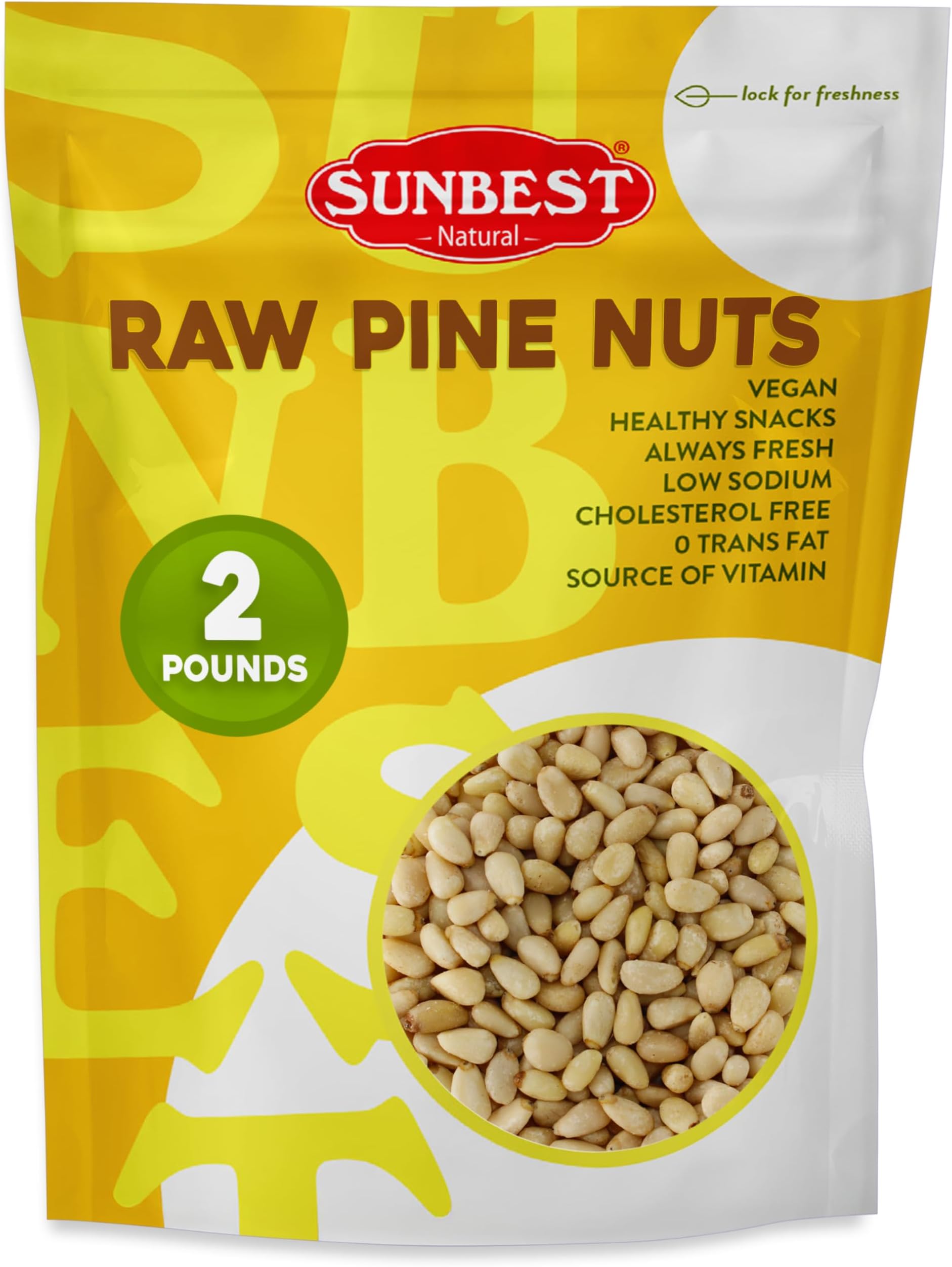 Pine Nuts Pignolia 32 Oz (2 lbs) 1 Pack – Unsalted, Raw, Crunchy, Fresh & Delicious, Kosher Certified - Ideal for Snacking, Topping & Baking - Non-GMO, Gluten Free