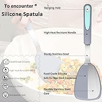 Vista 2 de To encounter 5 Pieces Silicone Spatula Set, Non-Stick Silicone Turner Spatulas, Heat Resistance Cooking Utensils, Flip Turner for Fish, Egg