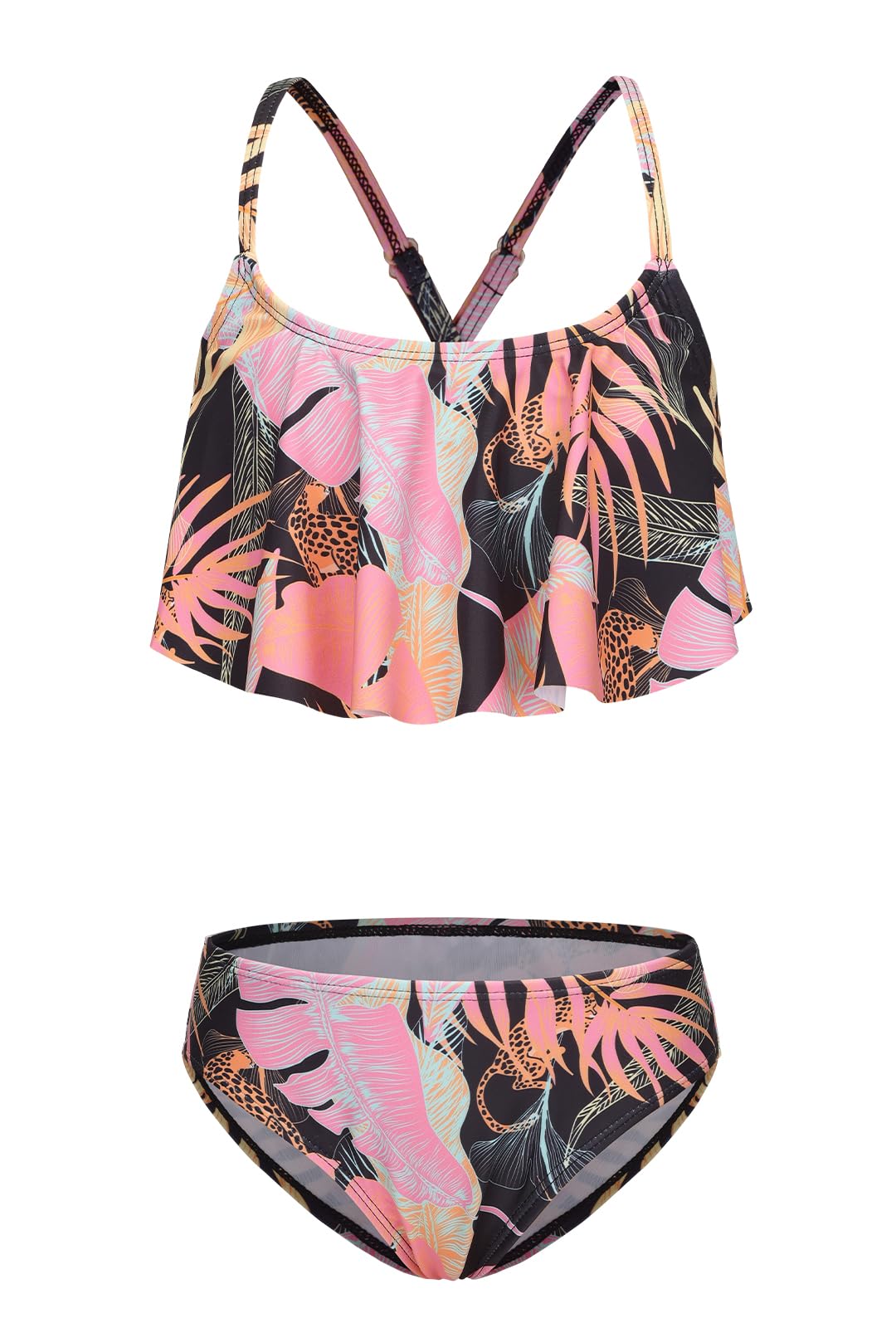 Girls Two Piece Swimsuits Bikini Bathing Suit for Kids Hawaiian Swimwear Set 3-16 Years