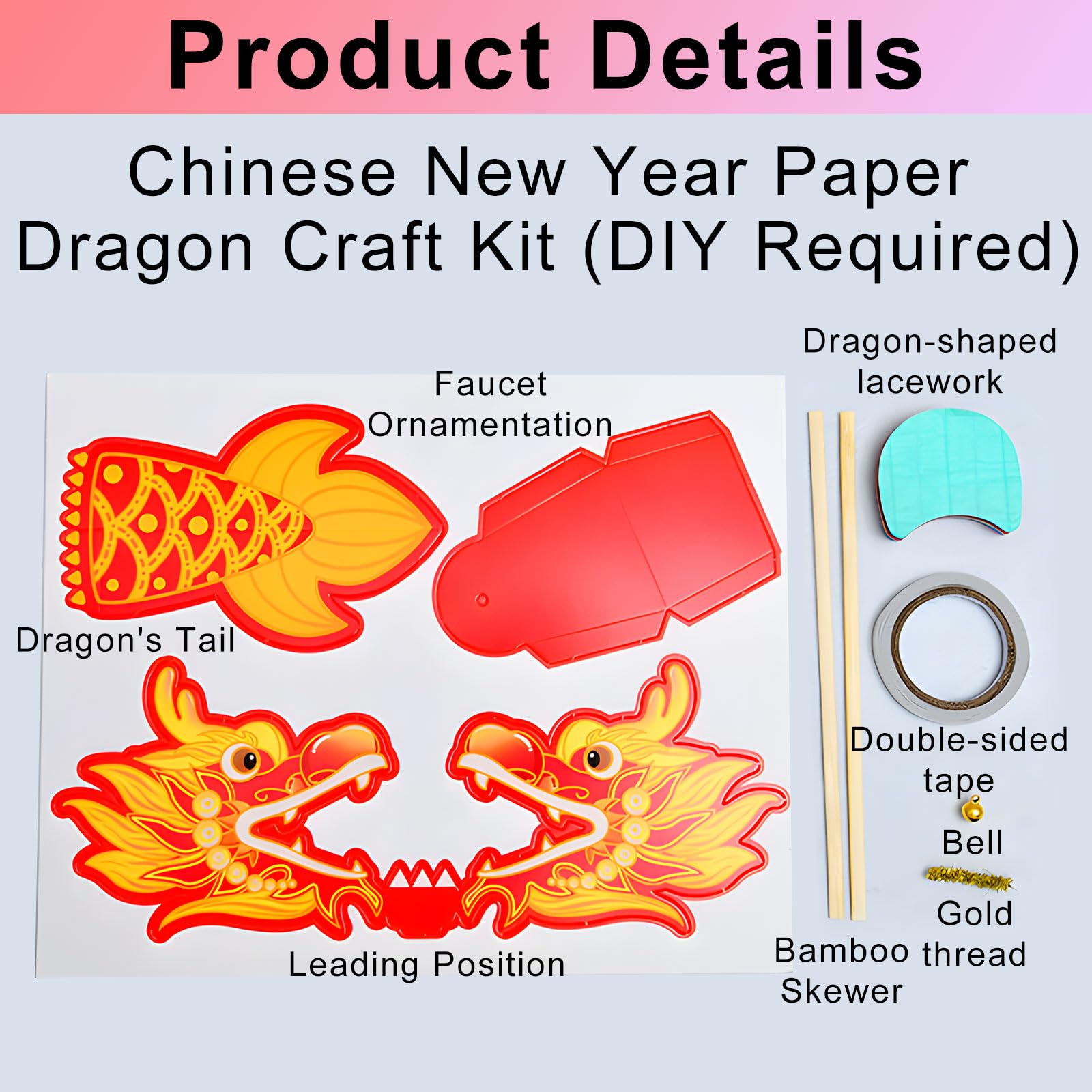 6 Pcs Paper Dragon Dance Garland Set for Chinese New Year Decorations 2026,Handmade Dragon Style Ceiling Toy Handheld for Kids Living Room Party Supplies,Spring Festival Handheld 3D DIY Crafts - Image 3