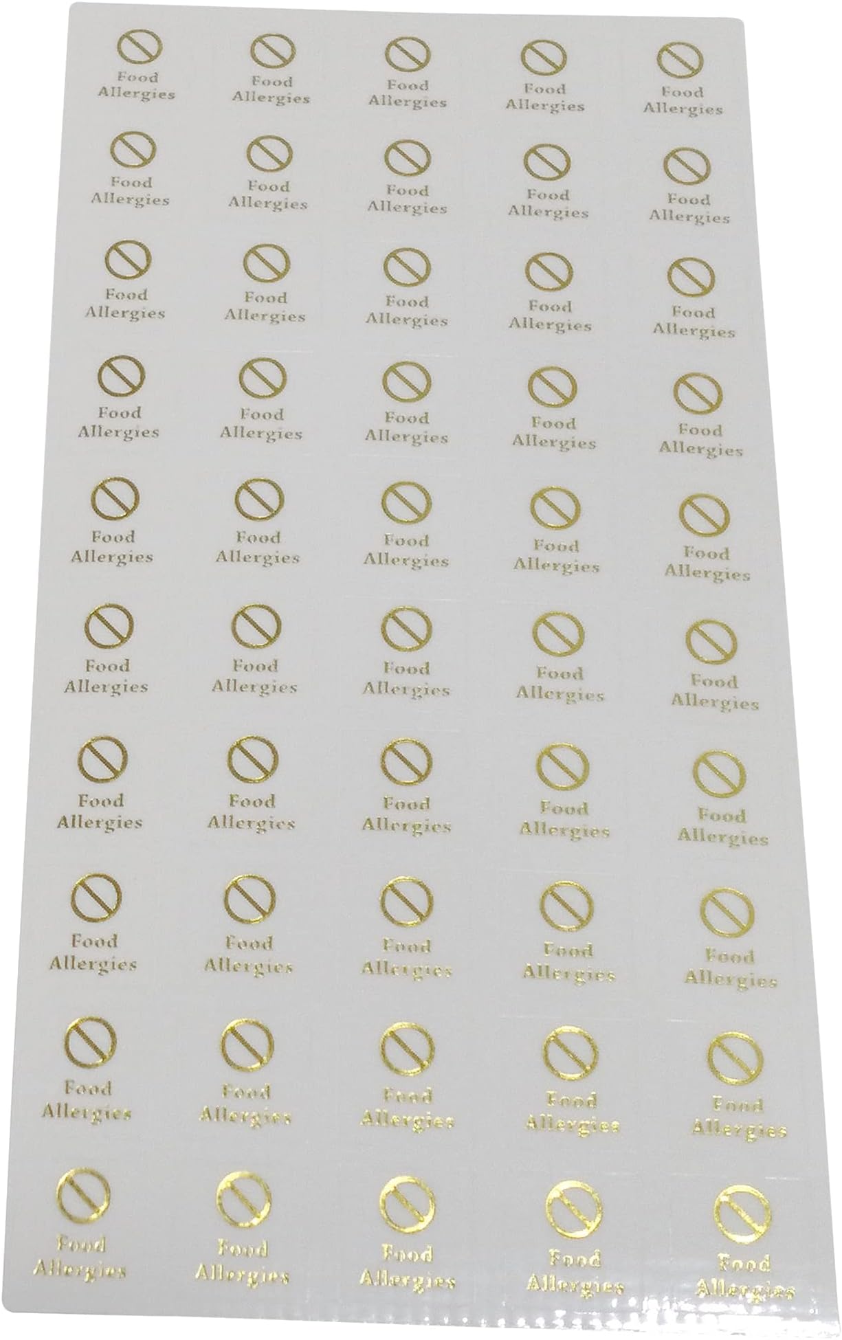 Savor The Memories Meal Stickers for Place Cards (Gold or Black) (Clear with Gold Icon, Food Allergies 1-Slash Symbol)