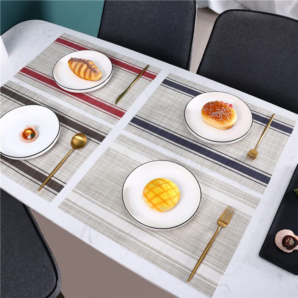 para la mesa, los cojines, Juego de 6 manteles individuales de PVC antideslizantes a rayas, manteles individuales de cocina lavables resistentes al calor, fáciles de limpiar, manteles antimanchas