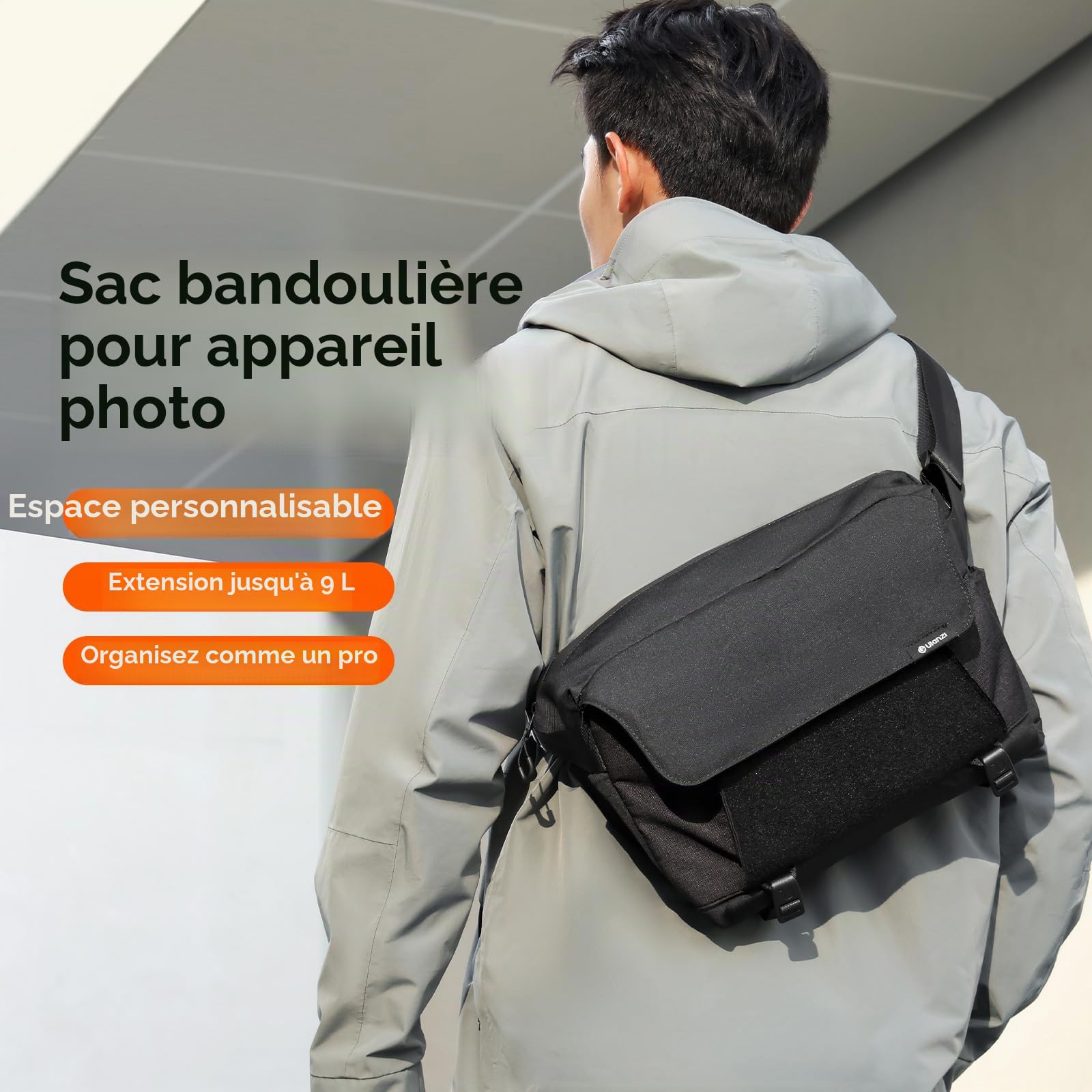 ULANZI Sac Appareil Photo 9L, Sac Photo Bandoulière DSLR/SLR, Léger, Imperméable, Anti-vol