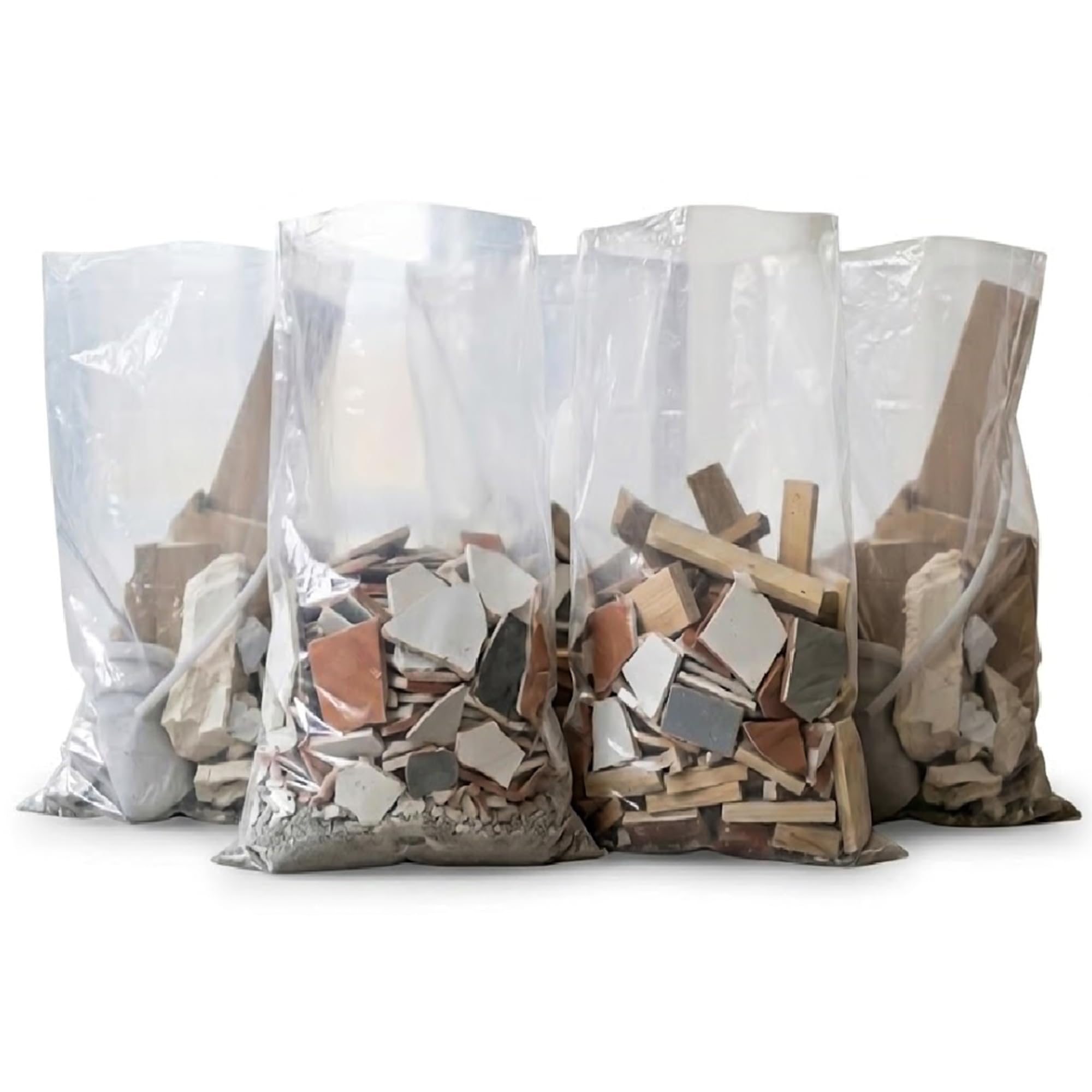 Venuscello Clear Venuscello® 5 X Heavy Duty Rubble Sacks 20" X 30" 300 Gauge Polypropylene Refuse Bags Strong Builder Bags For Garden Waste Construction Debris Household Rubbish Tear Resistant