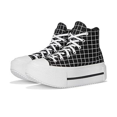 Converse Chuck Taylor All Star Lift Double Stack Platform Plaid Shoes Black/White/Black