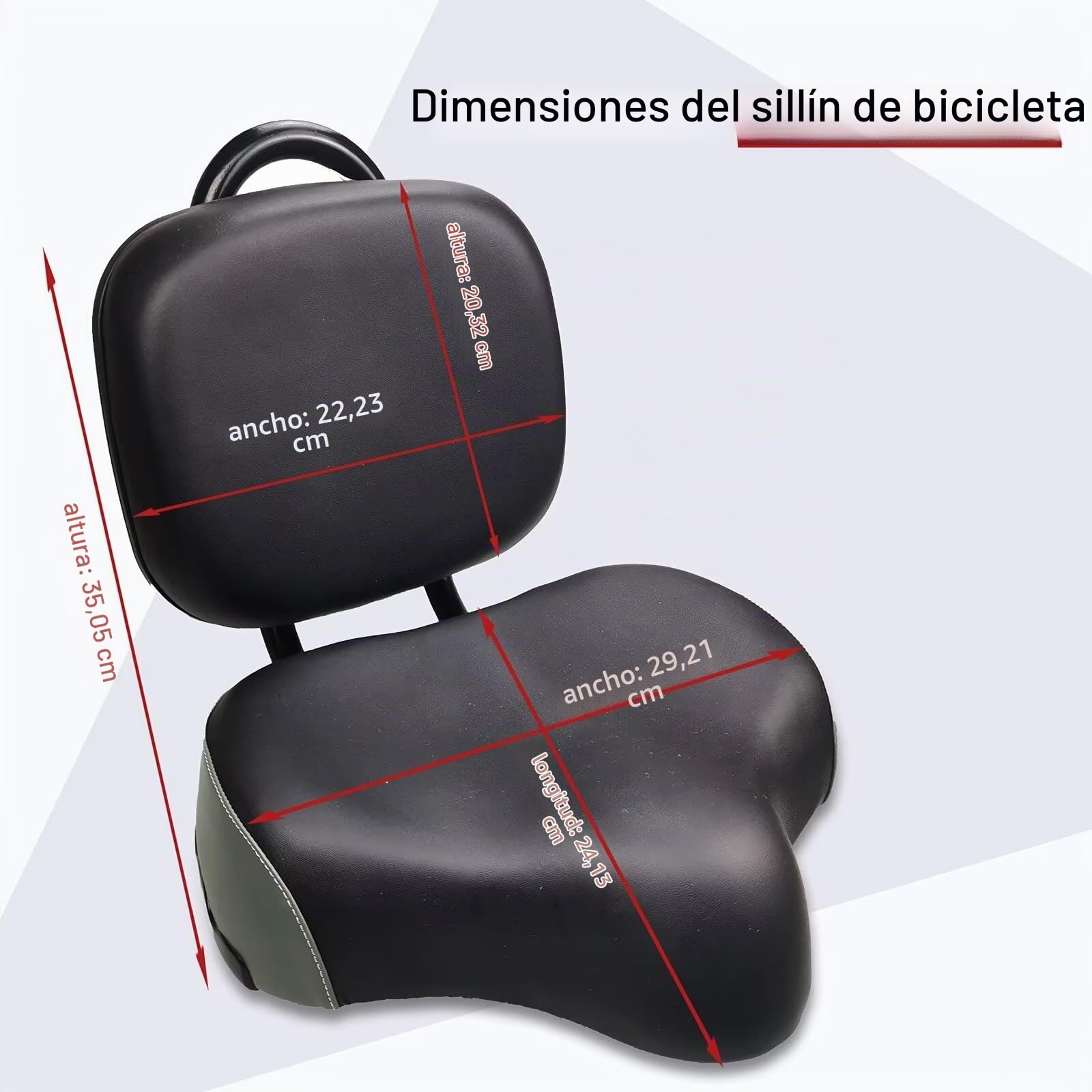 ZUKKA Asiento de Bicicleta con Respaldo, Sillín de Respaldo de Bicicleta Extendido Universal