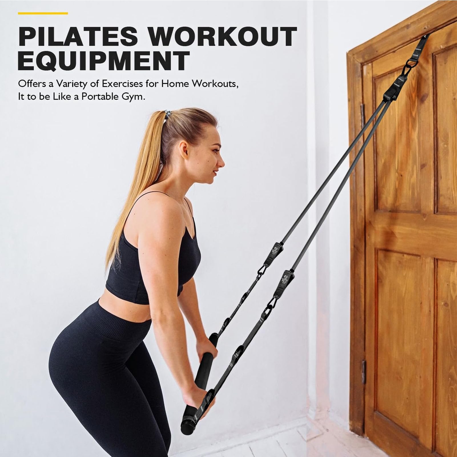 Buachois Pilates Bar Kit, 20 30 40 Lbs Fasce di Resistenza Attrezzature per Allenamento Pilates Regolabili TPE Metallo con Custodia per Fitness a Casa