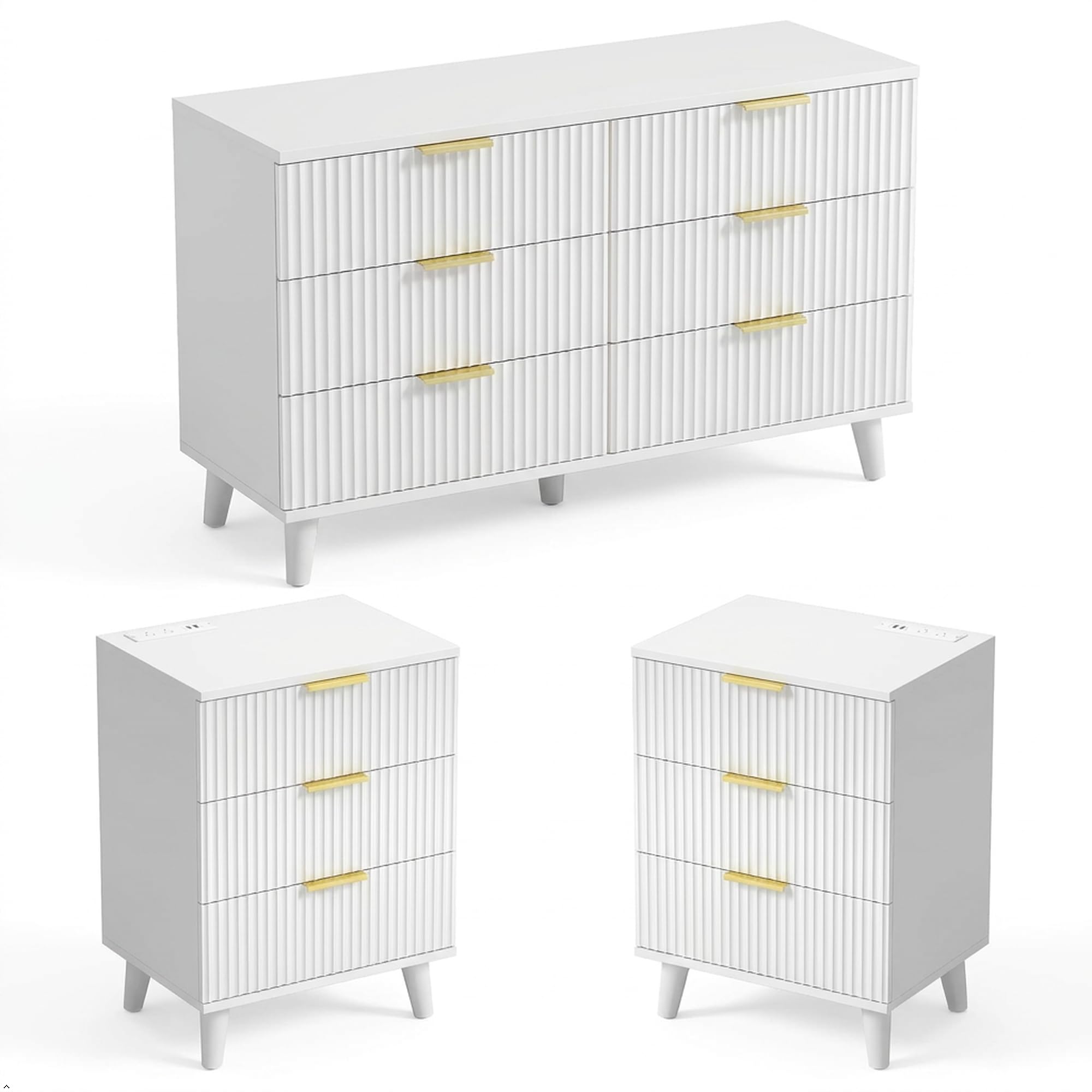 Lulive Modern Dresser and Nightstand Set
