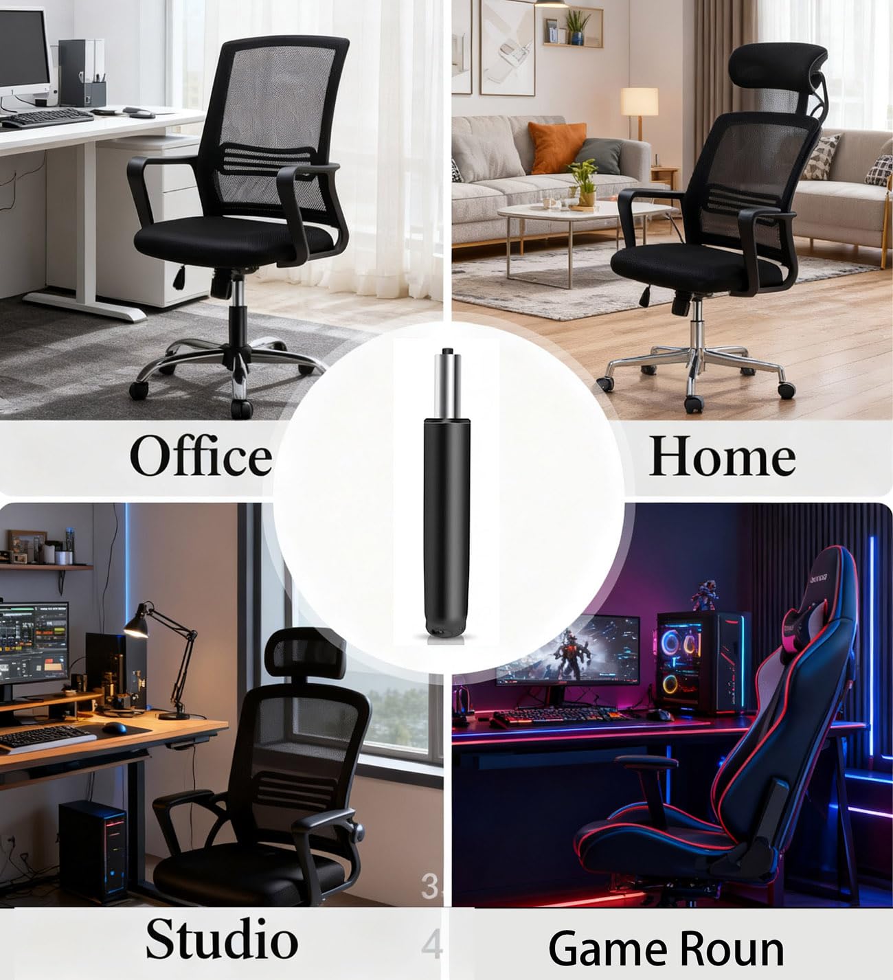Gasdruckfeder Bürostuhl,Höhenverstellbar von 290 mm bis 430 mm,Schwarz | Dieses Produkt hat eine Tragfähigkeit von 1000 lbs (450 kg) und kann die Sitzsäulen von Bürostühlen und Drehstühlen ersetzen