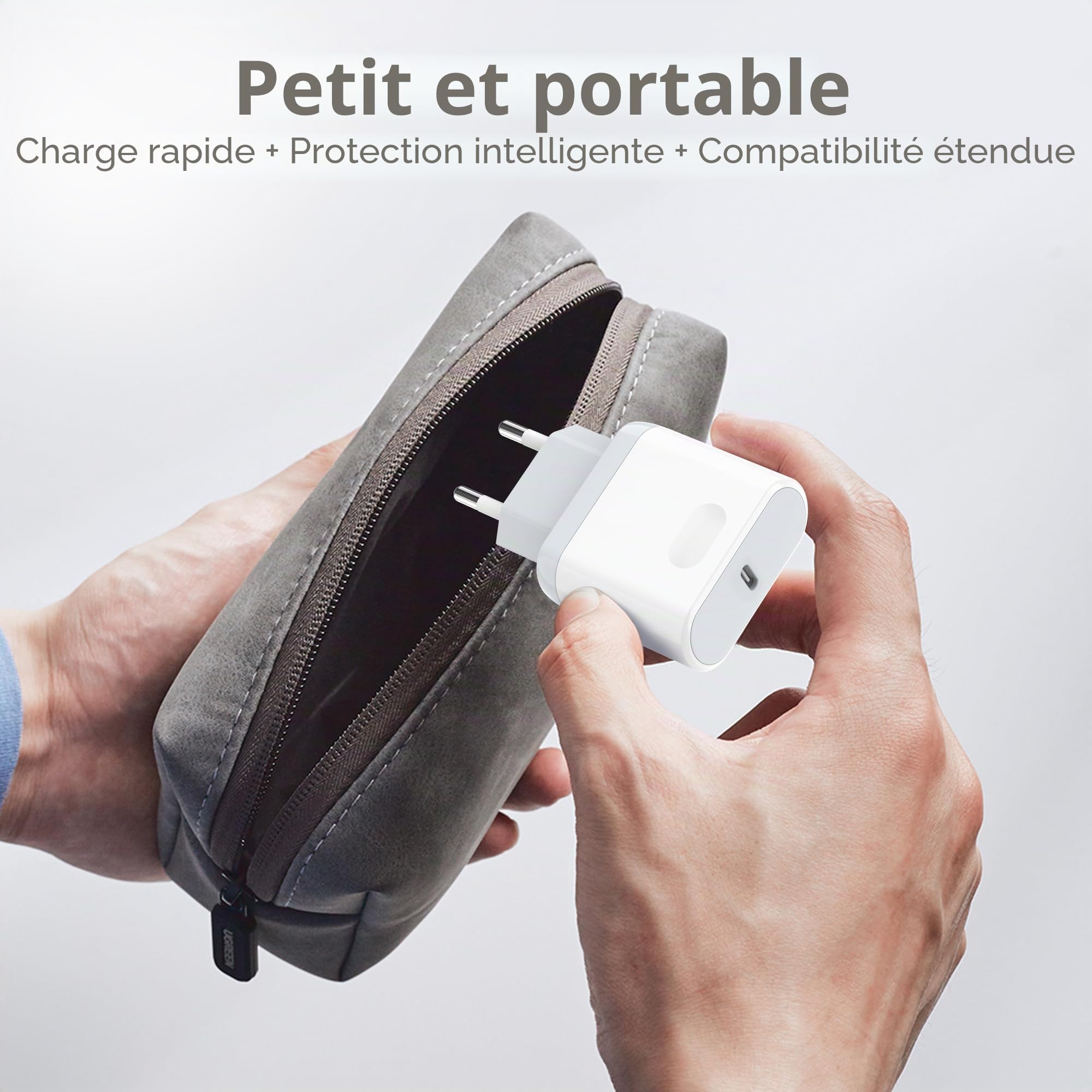 Chargeur Rapide 25W USB C Ecowaare pour iPhone 14 13 12 11 X SE 8 7 6 iPad avec Câble 2M