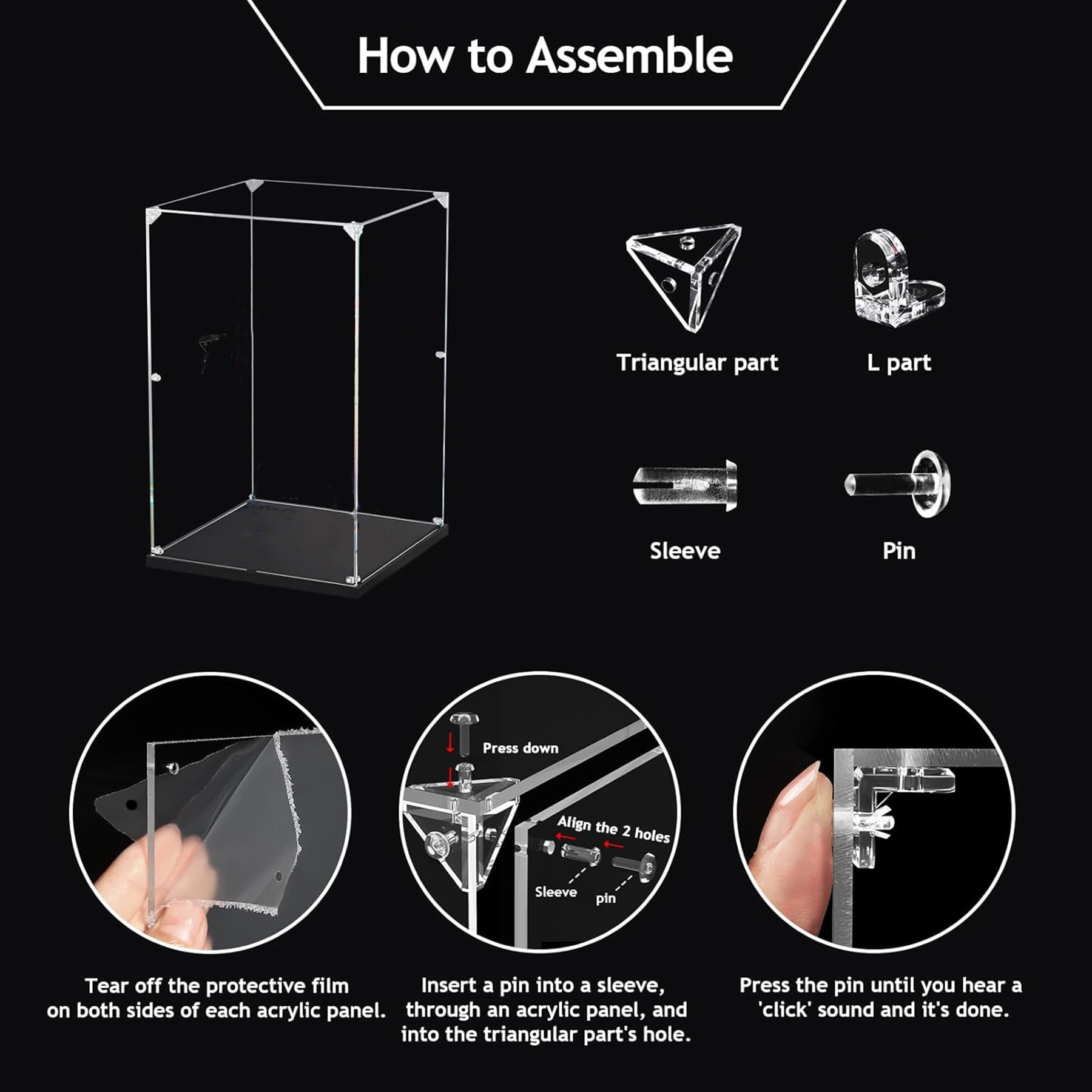 Acrylic Display Case Clear Display Storage Box Countertop Cube For Collectibles, Action Figures, Miniature Figurines Dustproof Protection Storage & Organizing (12x16x14in(LxWxH - View #3