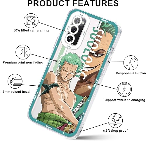 Miniatura 5 de 2 fundas transparentes de anime japonés para Samsung Galaxy A13 5G, transparentes de 6.5 pulgadas, estampado de cómics de manga genial, fundas de