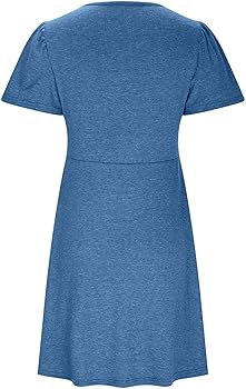 Kubbon Womens Summer Short Sleeve Casual Dresses Twist Front V Neck Mini  Dress Loose Fit Beach Dresses Vacation Outfits Blue at Amazon Women's  Clothing store