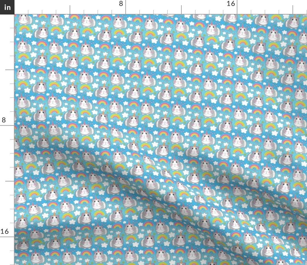 Spoonflower Fabric - Tiny Guinea Pigs Rainbows Pig Cute Animal Unicorn Unicorns Rainbow Printed on Petal Signature Cotton Fabric by The Yard - Sewing Quilting Apparel Crafts Decor