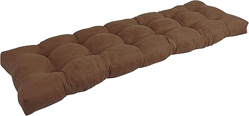 Blazing Needles Cojín de banco copetudo de microgamuza, 60" x 19", chocolate