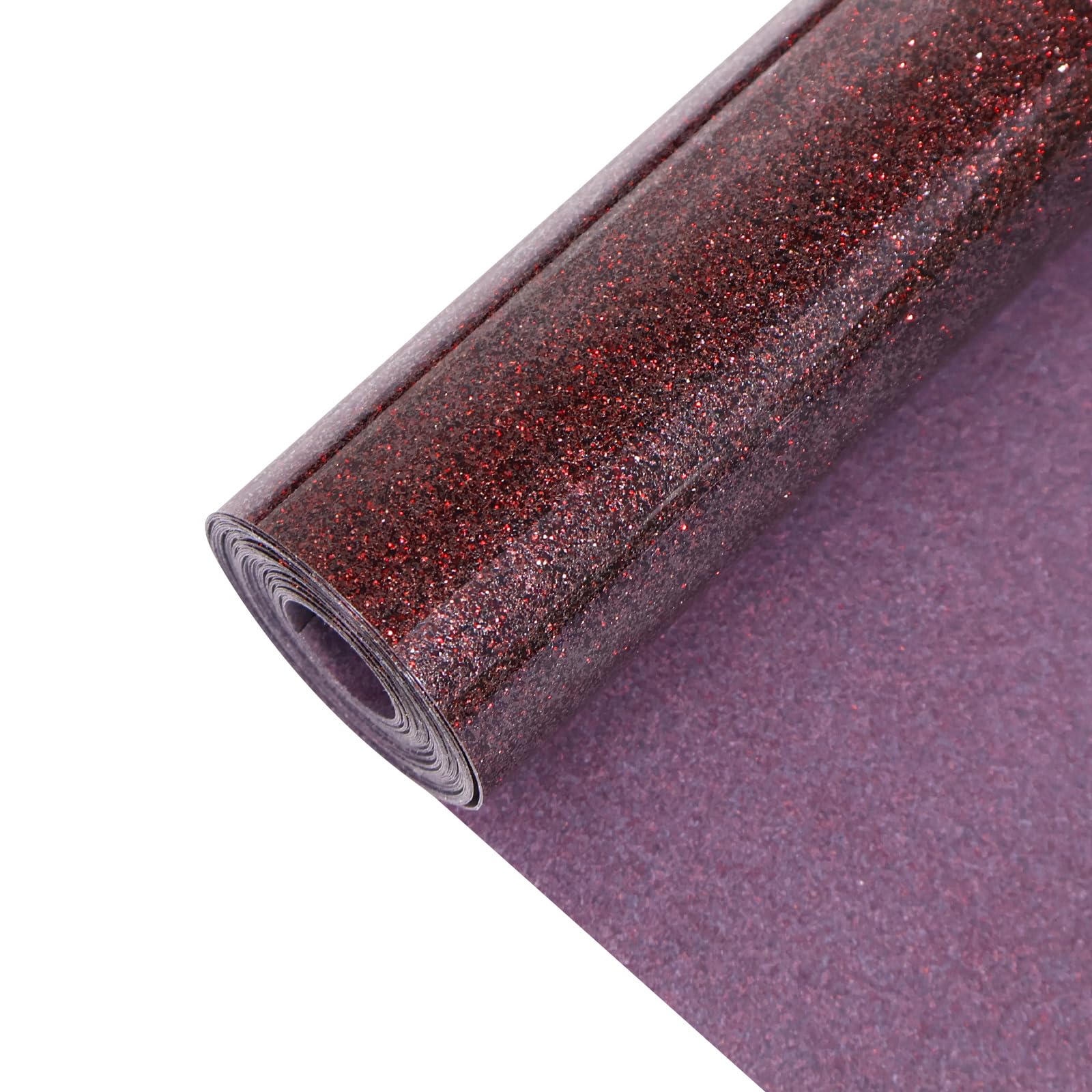 Red Coffee Glitter Heat Transfer Vinyl 12" x 15 ft HTV for Shirts, Glitter HTV for All Cutter Machine - Easy to Cut &amp; Weed for Heat Vinyl Design