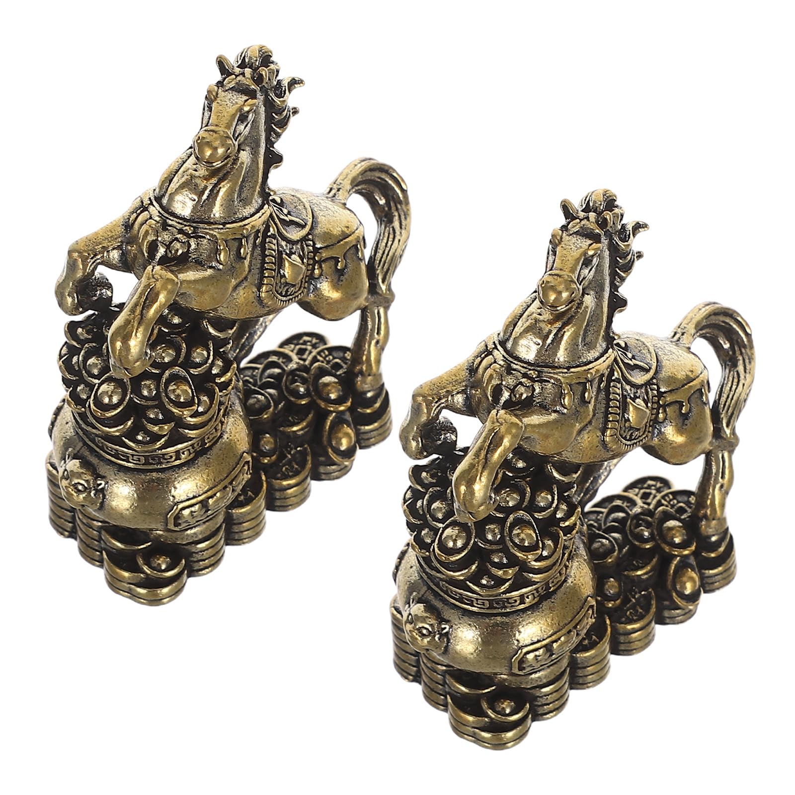 Lot de 2 Sculptures de Chevaux Miniatures en Laiton avec Finition élégante, décoration de Bureau à Collectionner pour Salons et armoires, Ornements de prospérité Feng Shui pour Le Nouvel an Chinois