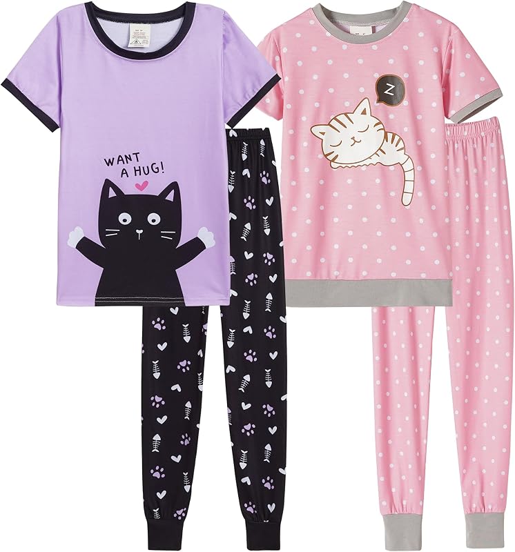 MyFav Children Girl Pajamas Set Soft Comfy Sleepwear Pajamas Size 4 to 14 Years