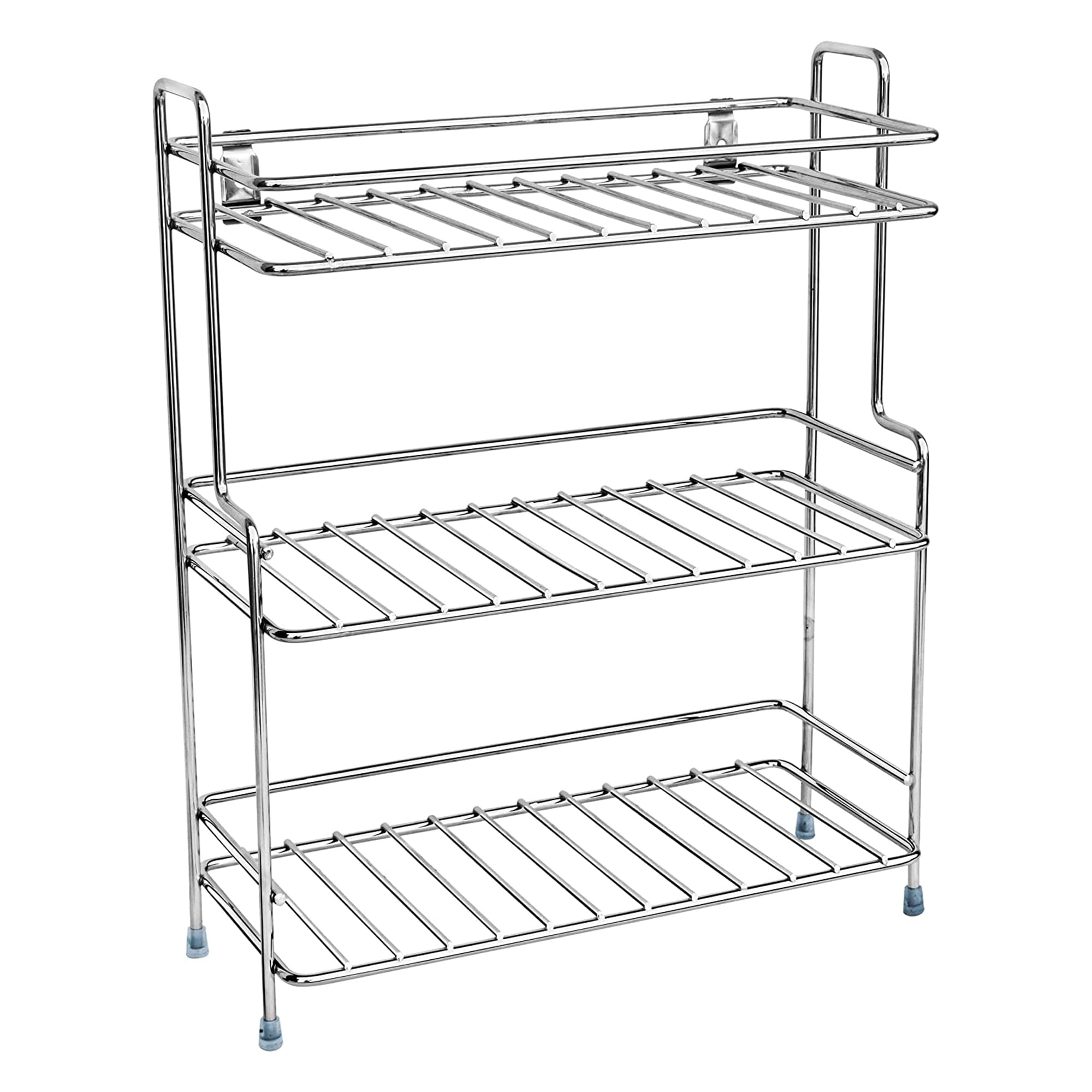 Sulfar 3 Tier Trolley Rack for Boxes Utensils Dishes Plates for Home/Stainless Steel Kitchen Rack for Spice and Dishes for Kitchen and Home (Silver)-image-36