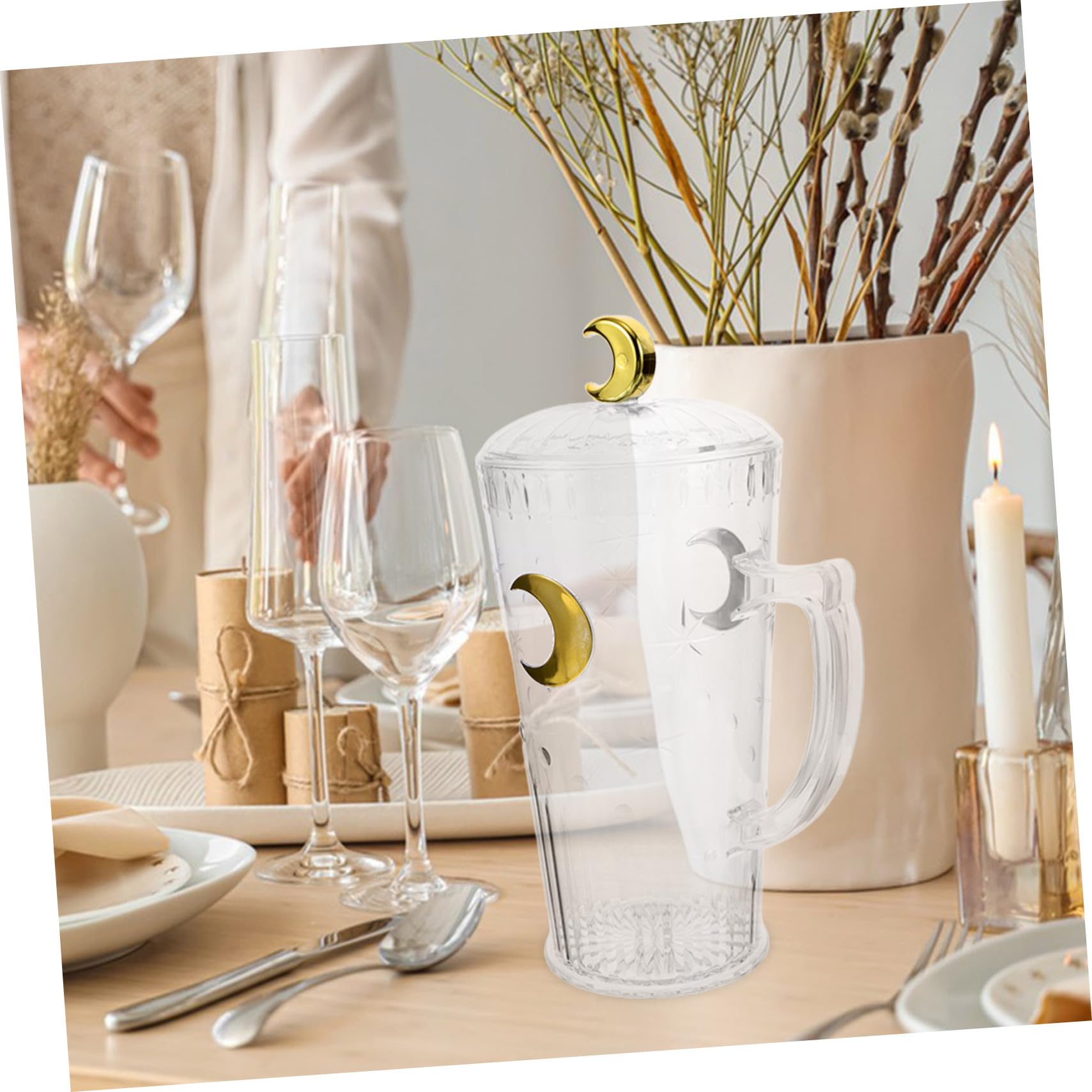 UKCOCO Jarra Grande Transparente Tapa De Gatillo Hervidor De Agua Jarra De Leche Dispensador De Bebidas
