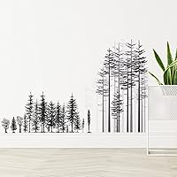 Vista 5 de Outus 3 Sheets Mountain Forest Bear Wall Decals Stickers Pine Tree Wall Decals Woodland Trees Wall Stickers Forest Decals for Kids Nursery Bedroom